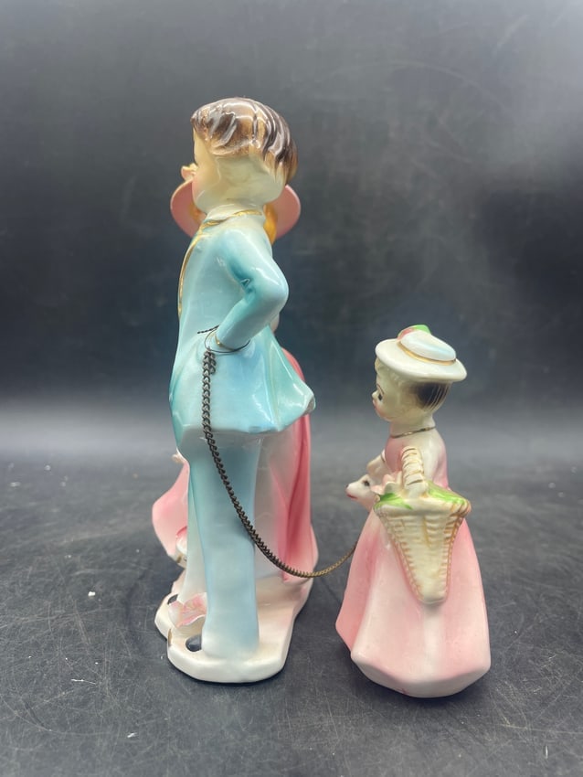 Vintage Victorian Family Walking Poodle Japan - 5