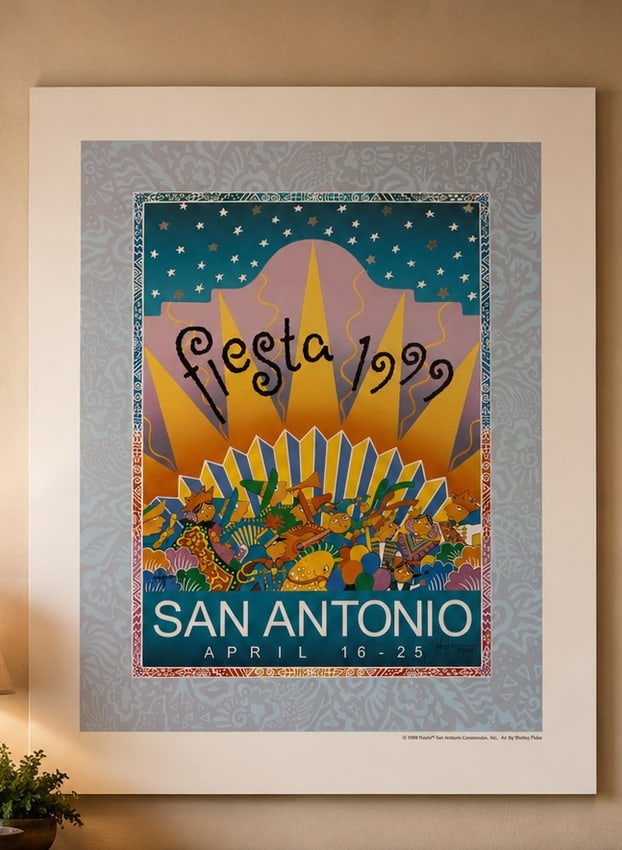 Signed Shelley Fluke Fiesta San Antonio 1999 Limited Edition Poster 87/600 (1 of 6)