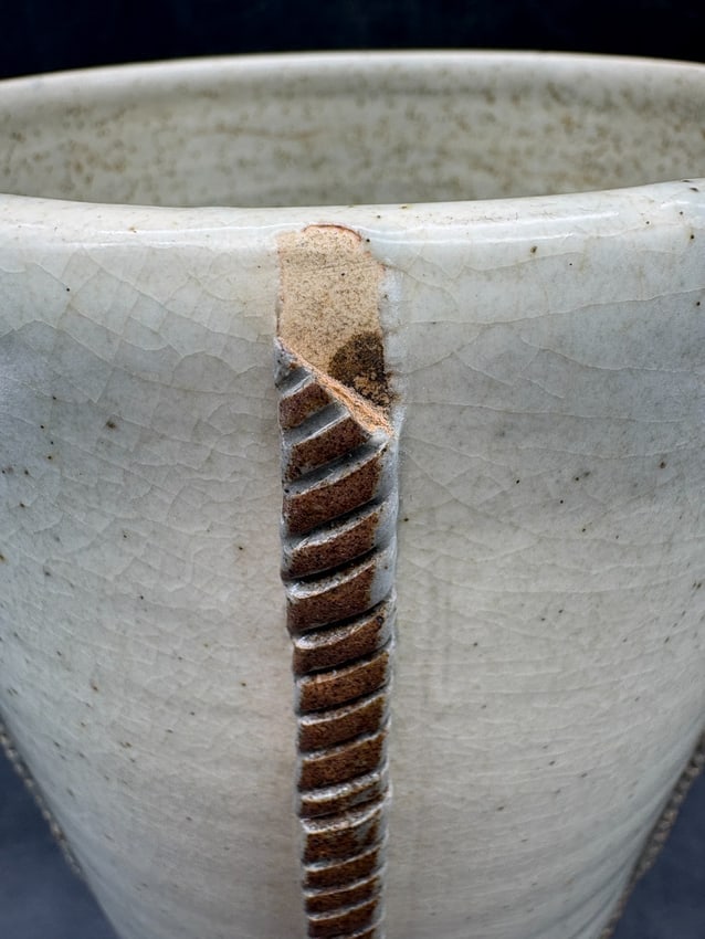 Mid-Century German Studio Pottery Vase Signed Tanzer Modernist Relief Design - 7