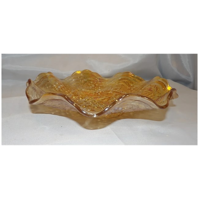 Imperial Glass Carnival Glass Marigold Grape & Cable Raised Relief Bowl - 5