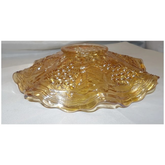 Imperial Glass Carnival Glass Marigold Grape & Cable Raised Relief Bowl - 6