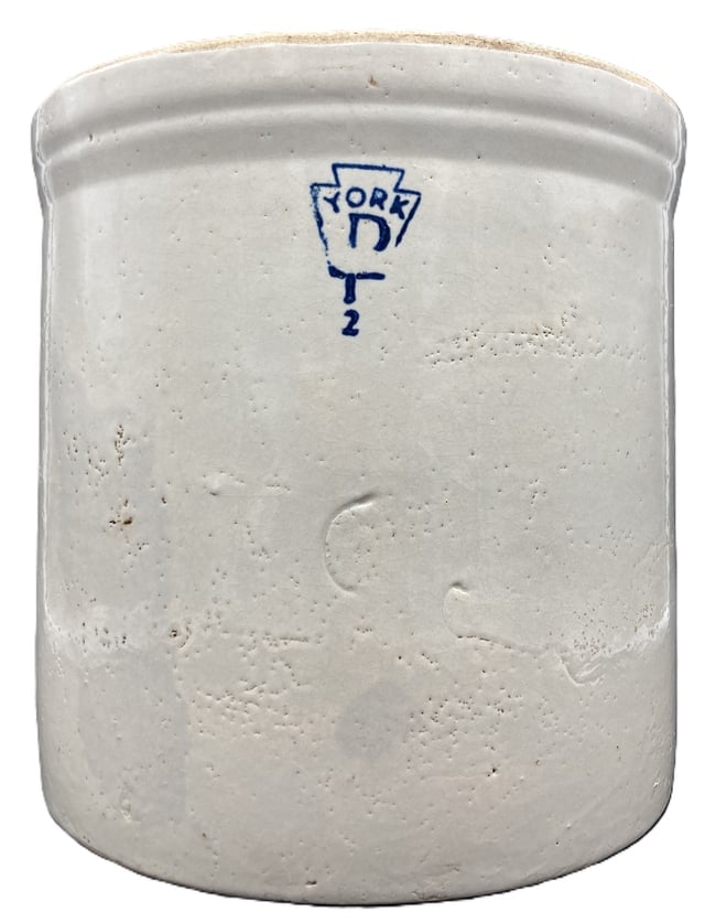 ANTIQUE STONEWARE CROCK COBALT BLUE DECORATION - 2