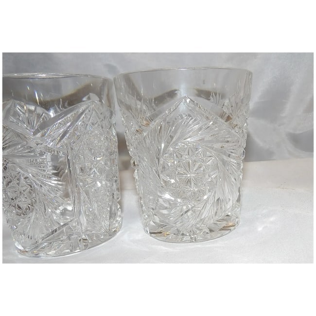 American Brilliant Cut Old Fashion Glasses Buzzsaw Pattern - 4