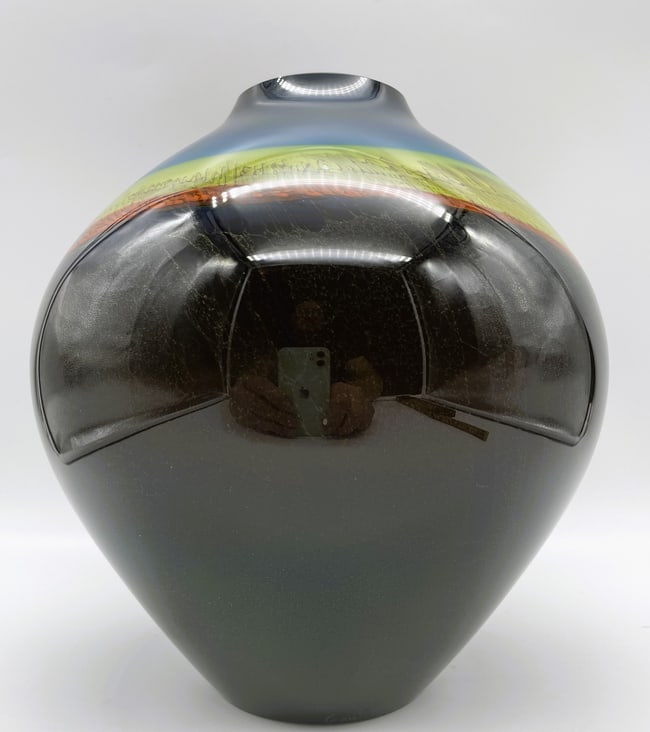 STUDIO ART GLASS VASE RONALD GUY CORRIE, SIGNED DATED 1981 - 2
