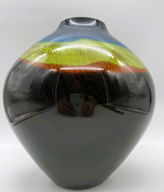 STUDIO ART GLASS VASE RONALD GUY CORRIE, SIGNED DATED 1981 - 3