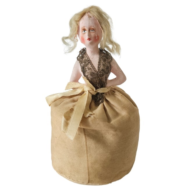 Vintage 1920s chalkware boudoir half doll pin cushion (1 of 8)