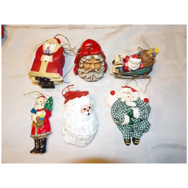 Collection of Santa Clause Ornaments - 6
