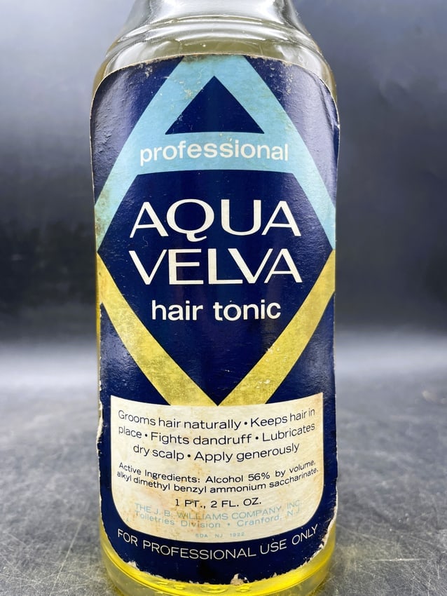 Vintage Aqua Velva Hair Tonic Bottle Full Professional Barber Shop Display - 3