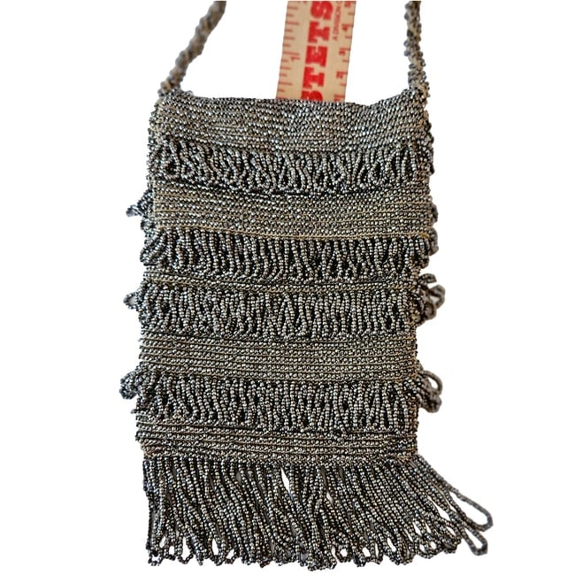 1920s Art Deco micro-beaded flapper pouch evening purse - 3