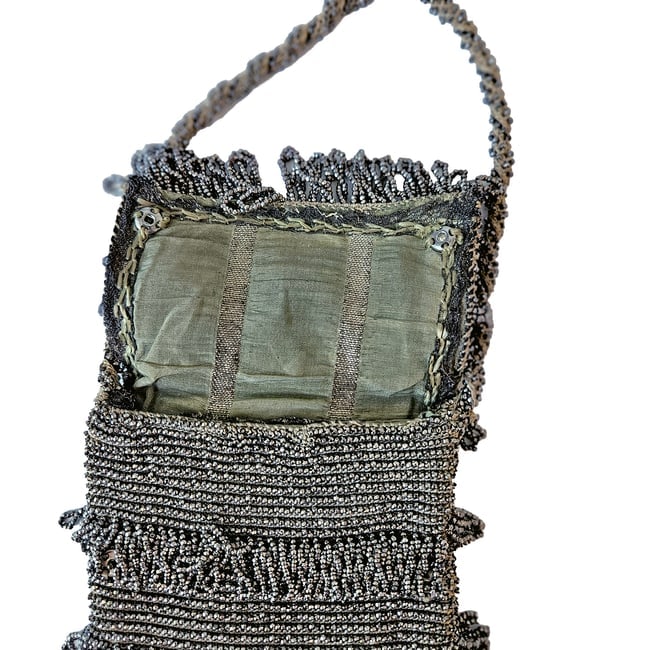 1920s Art Deco micro-beaded flapper pouch evening purse - 4
