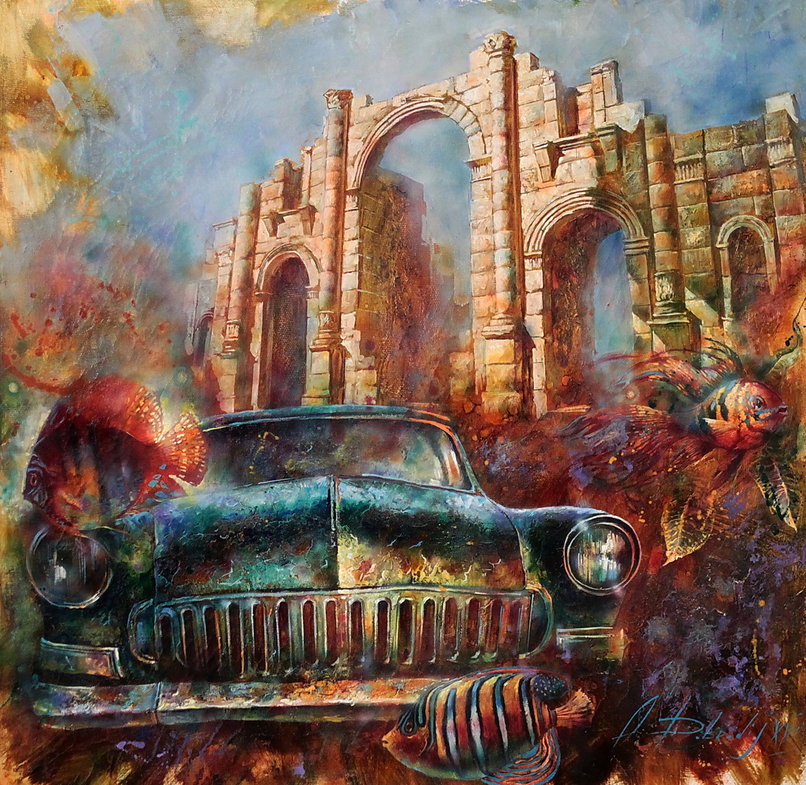 Oil painting Forgotten motive Alexander Dobrodiy: Title: Oil painting Forgotten motive Alexander Dobrodiy Description: 13DOBROD Painter: Alexander Dobrodiy Size: 90x90 cm/35.43x35.43 inches Components: oil, canvas Original painting CONDITION: