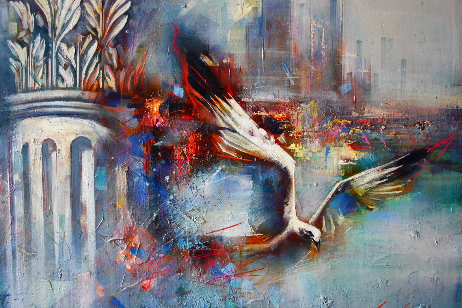 Oil painting Flight over the city Alexander Dobrodiy - 3
