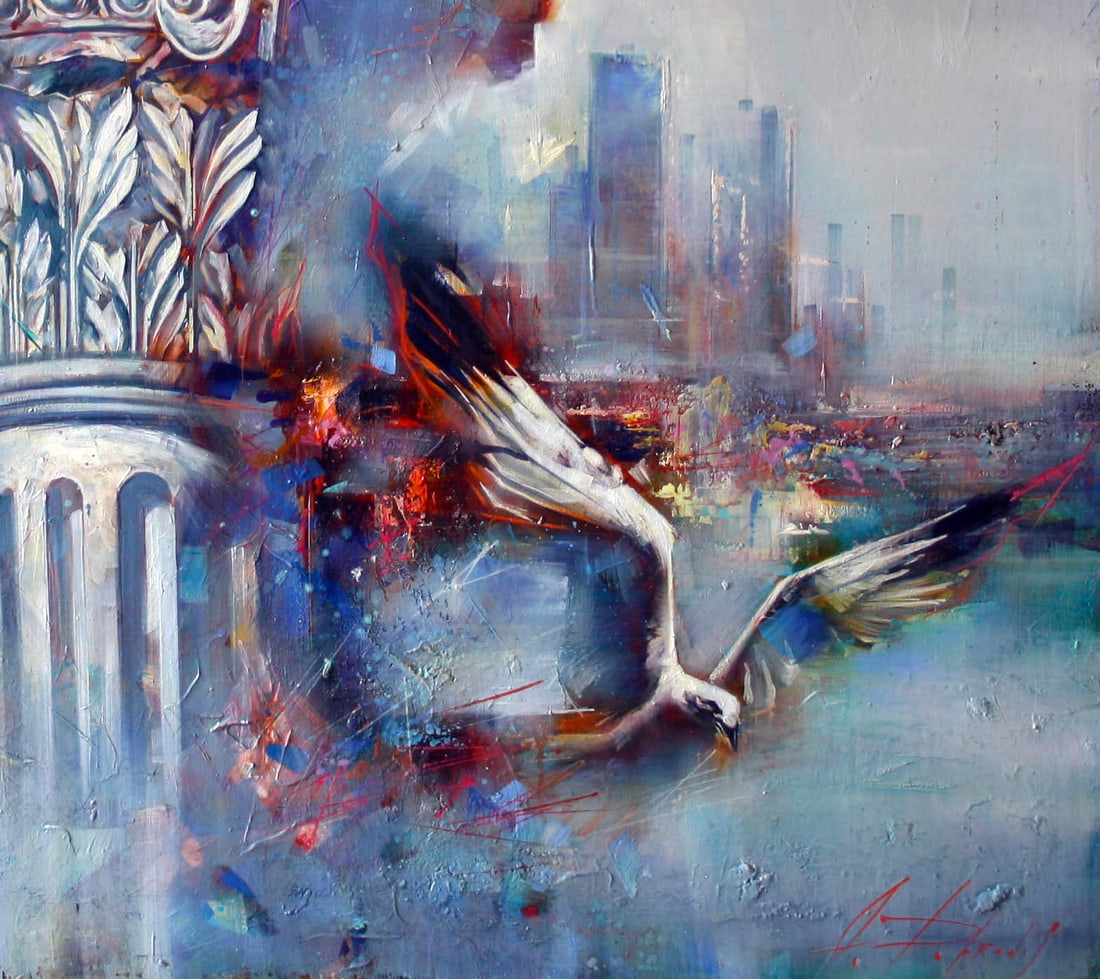 Oil painting Flight over the city Alexander Dobrodiy - 7