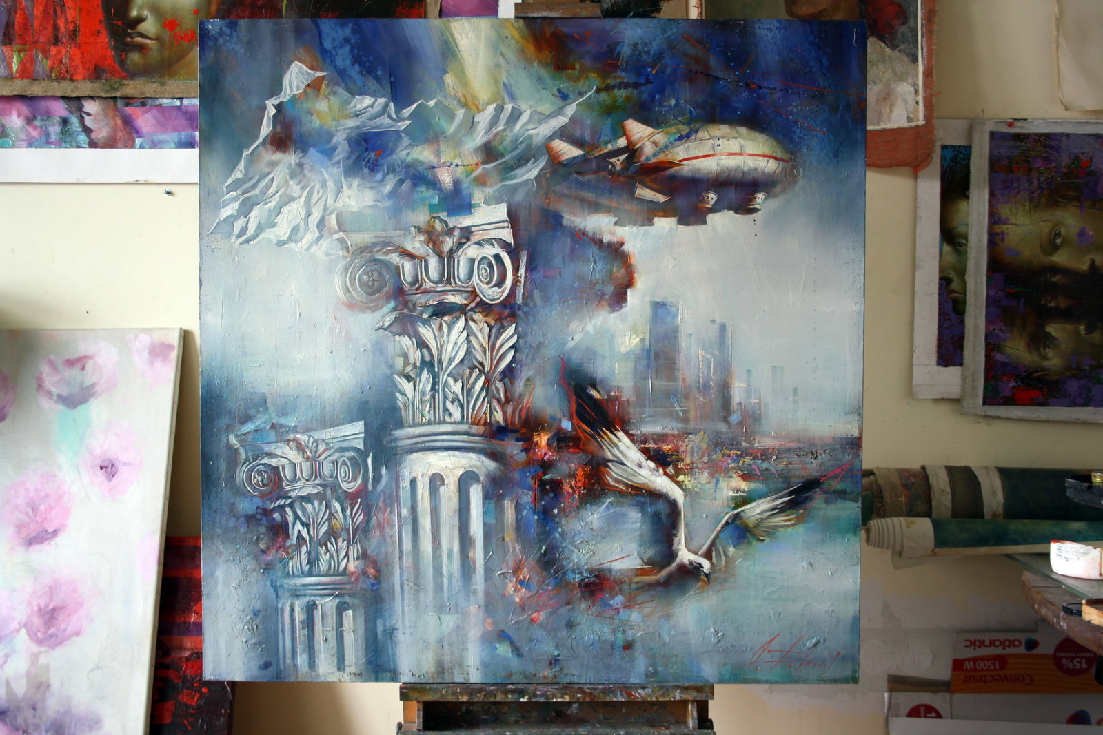 Oil painting Flight over the city Alexander Dobrodiy - 8