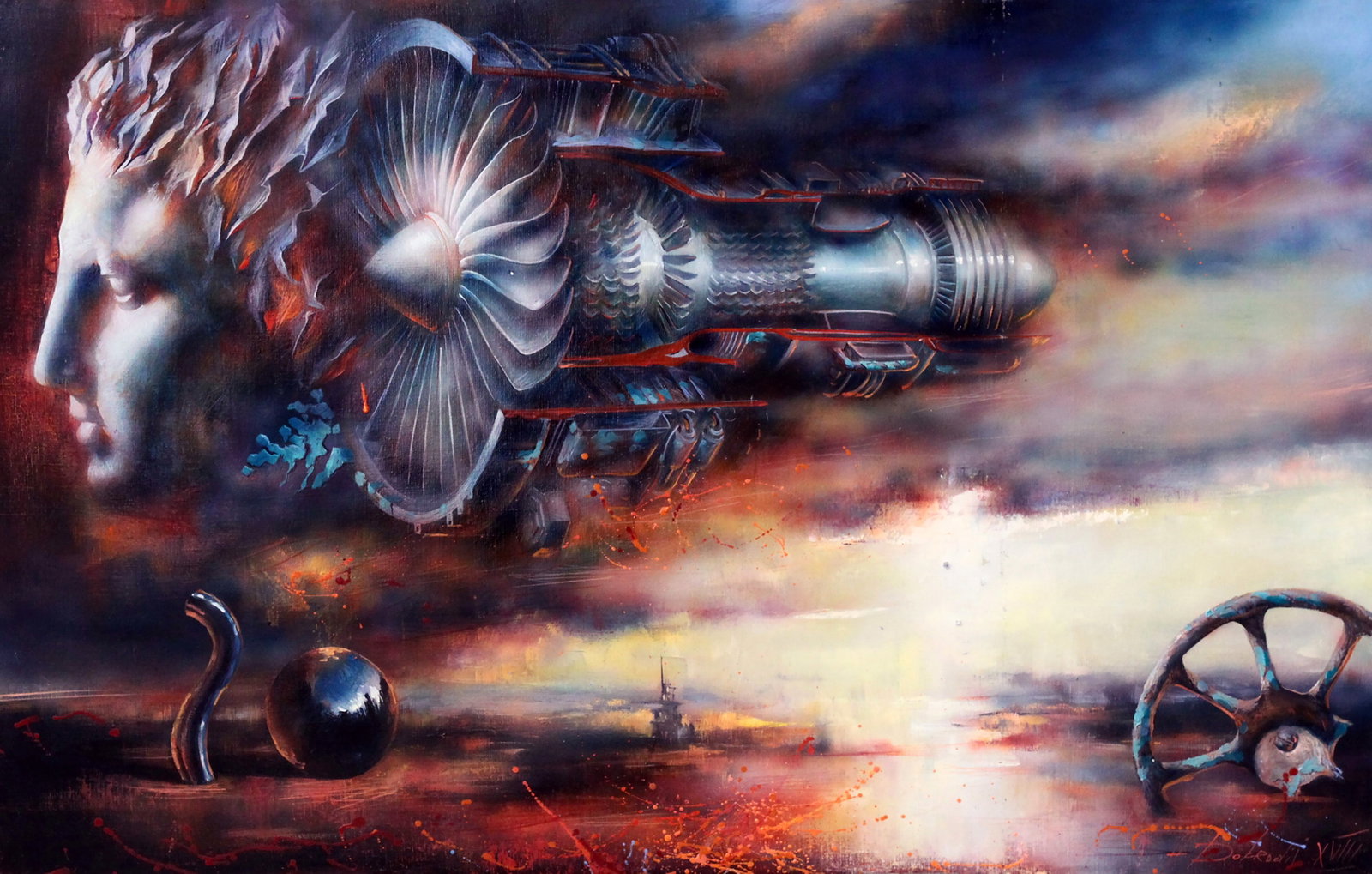 Oil painting Turbine Alexander Dobrodiy: Title: Oil painting Turbine Alexander Dobrodiy Description: 27DOBROD Painter: Alexander Dobrodiy Size: 70x100 cm/27.55x39.37 inches Components: oil, canvas Original painting CONDITION: excellent
