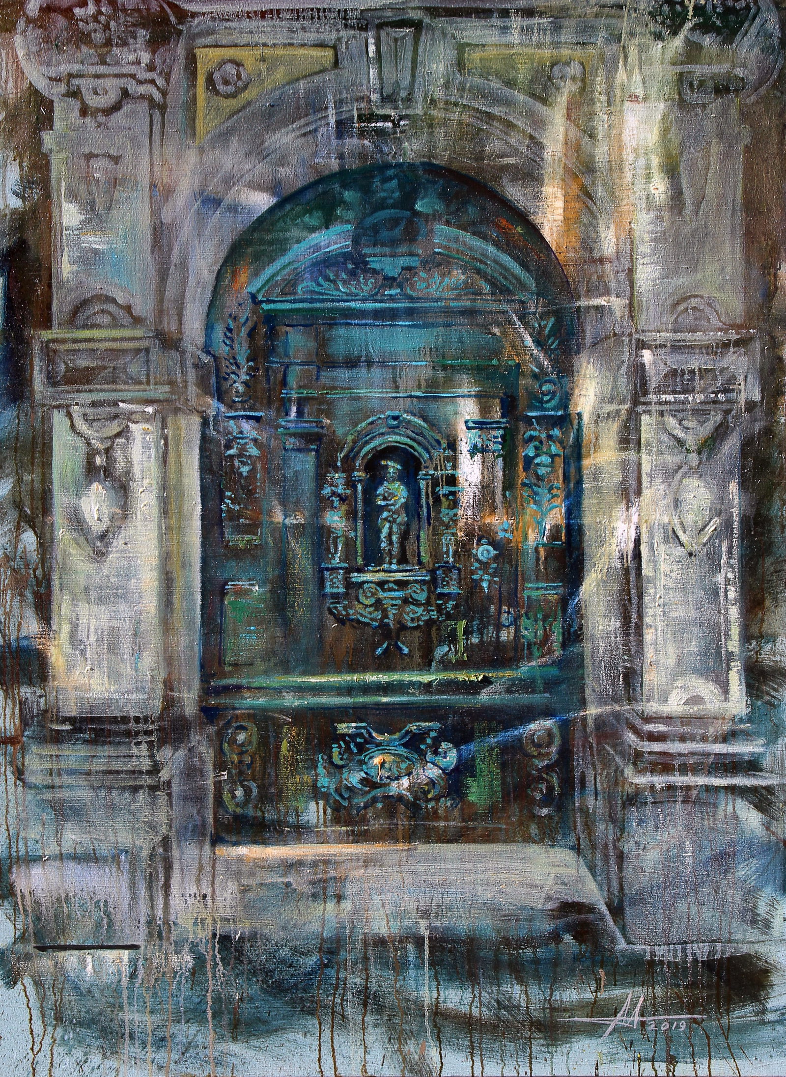 Oil painting Flicker of time Anatoliy Menkiv: Title: Oil painting Flicker of time Anatoliy Menkiv Description: 29MENK Painter: Anatoliy Menkiv Size: 170x125 cm/66.92x49.21 inches Components: oil, acrylic, canvas Original painting - project LIFE