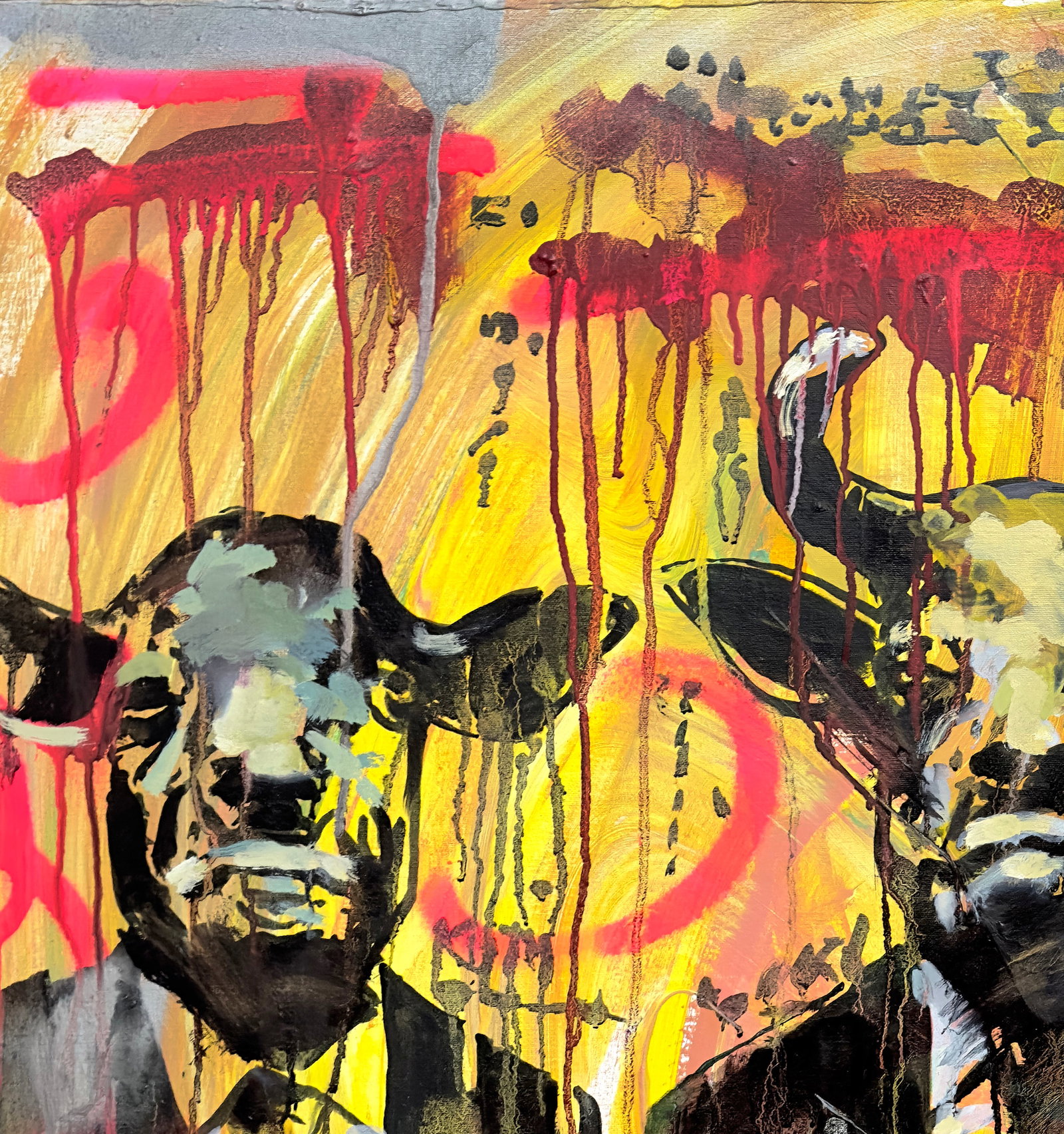 Acrylic painting Three Bulls Anatoliy Menkiv - 2