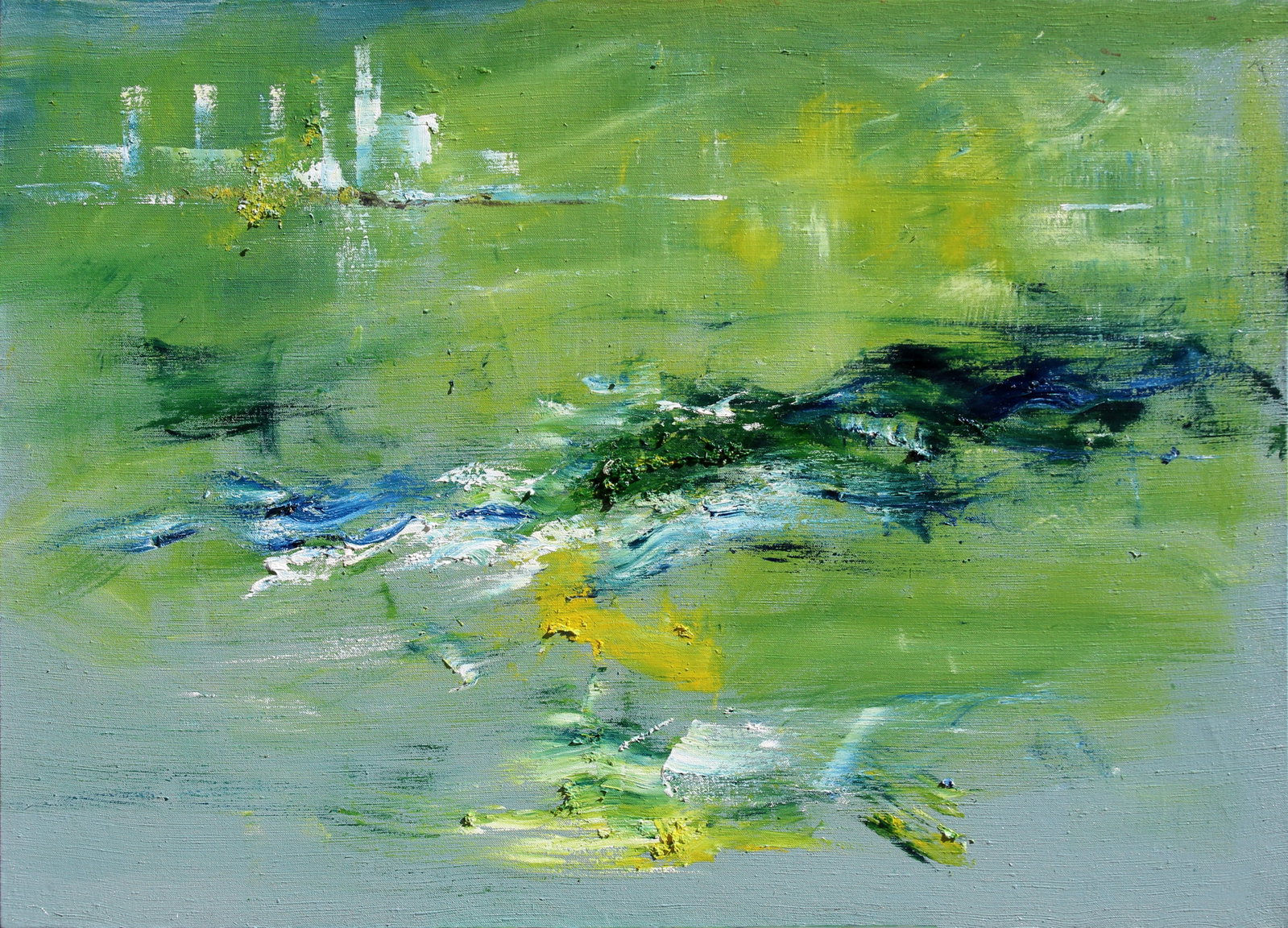 Oil painting City on the river Anatoliy Menkiv: Title: Oil painting City on the river Anatoliy Menkiv Description: 43MENK Painter: Anatoliy Menkiv Size: 90x125 cm/35.43x49.21 inches Components: oil, canvas Original painting - series PERCEPTION