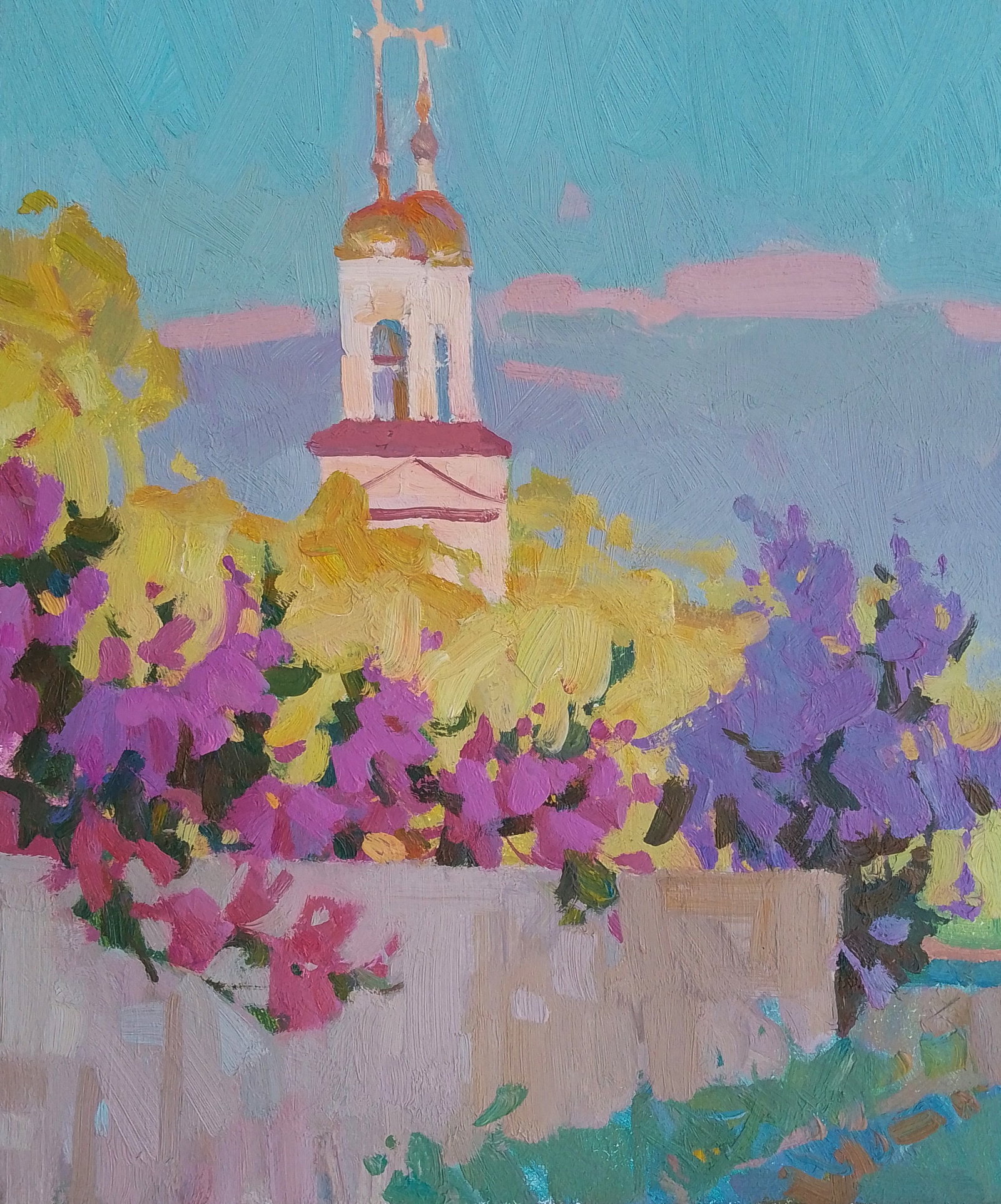 Oil painting Evening church bells Igor Tuzhikov: Title: Oil painting Evening church bells Igor Tuzhikov Description: 34TUZHIK Painter: Igor Tuzhikov Size: 30x25 cm/11.81x9.84 inches Components: oil, cardboard Original painting CONDITION: excellent A