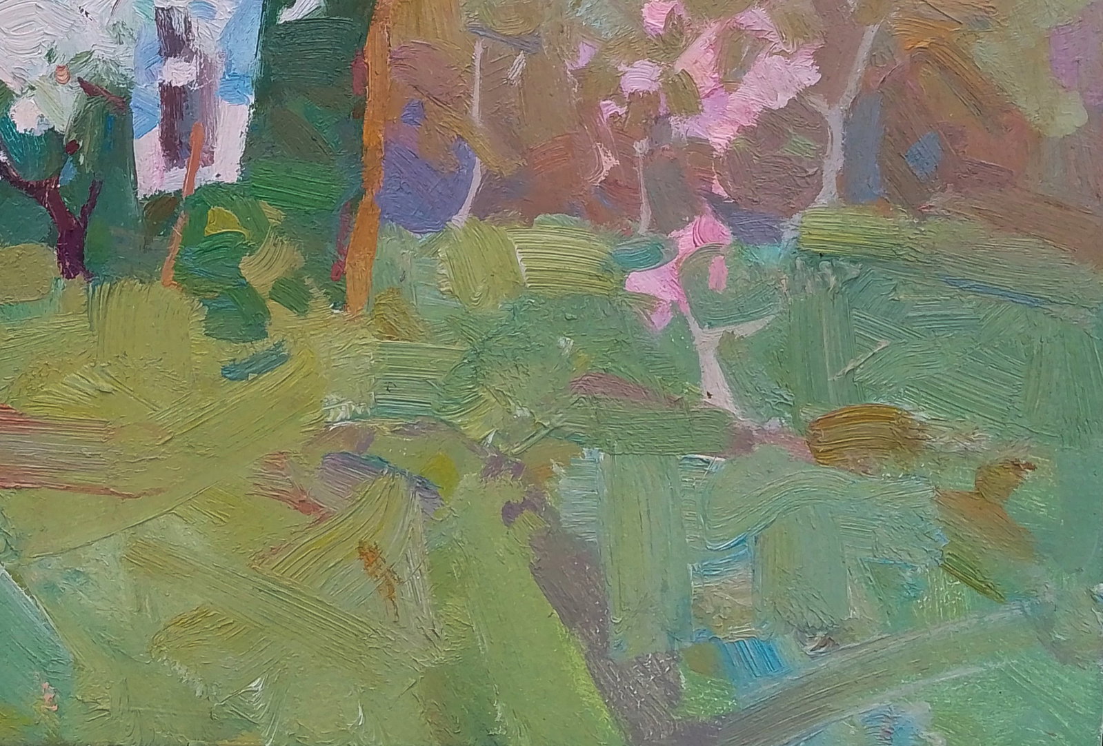 Oil painting Spring tree near the house Igor Tuzhikov - 2