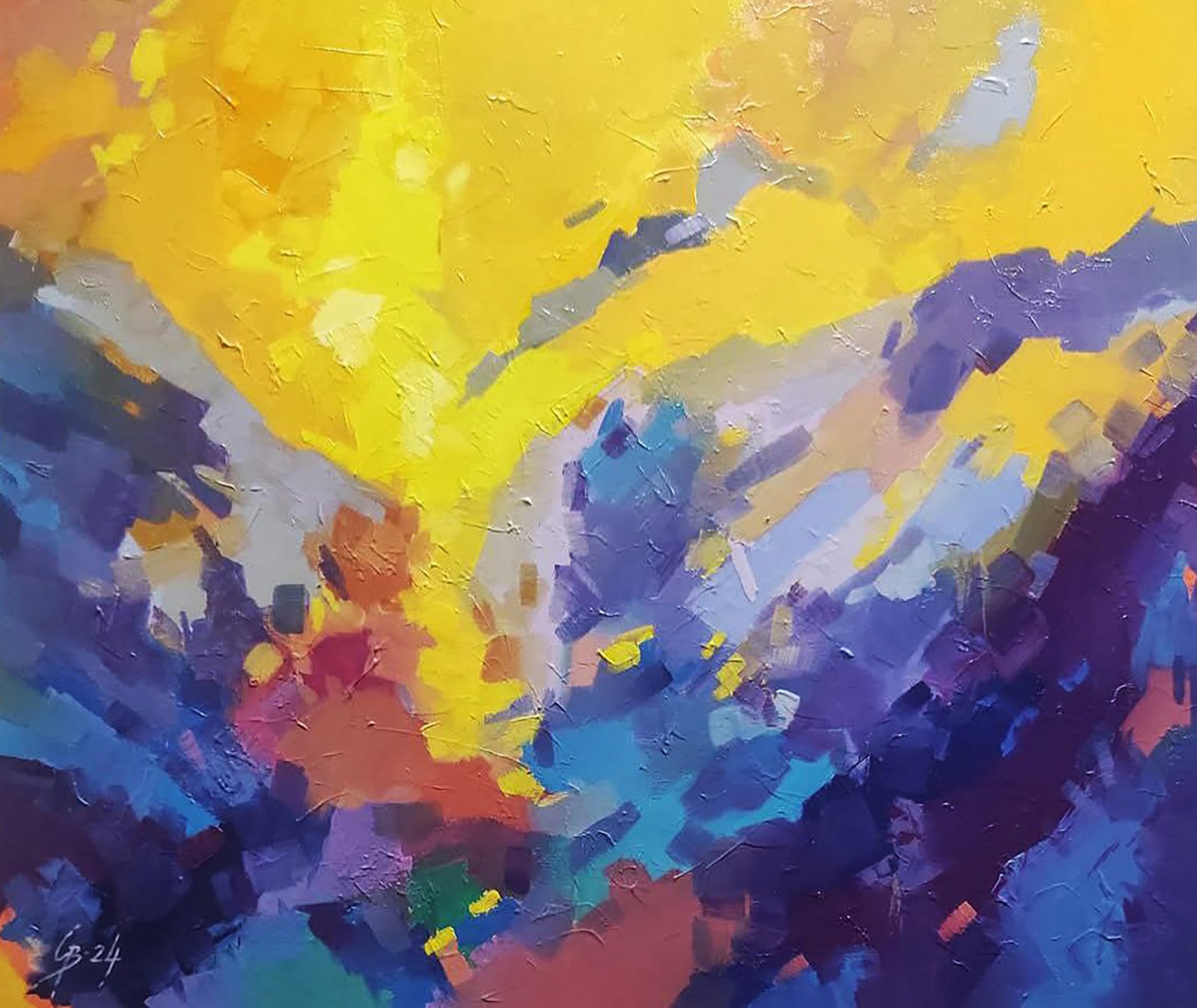Oil painting Evening in the mountains Stepan Verbeshchuk: Title: Oil painting Evening in the mountains Stepan Verbeshchuk Description: 4VERBESH Painter: Stepan Verbeshchuk Size: 60x70 cm/23.62x27.55 inches Components: oil, canvas Original painting