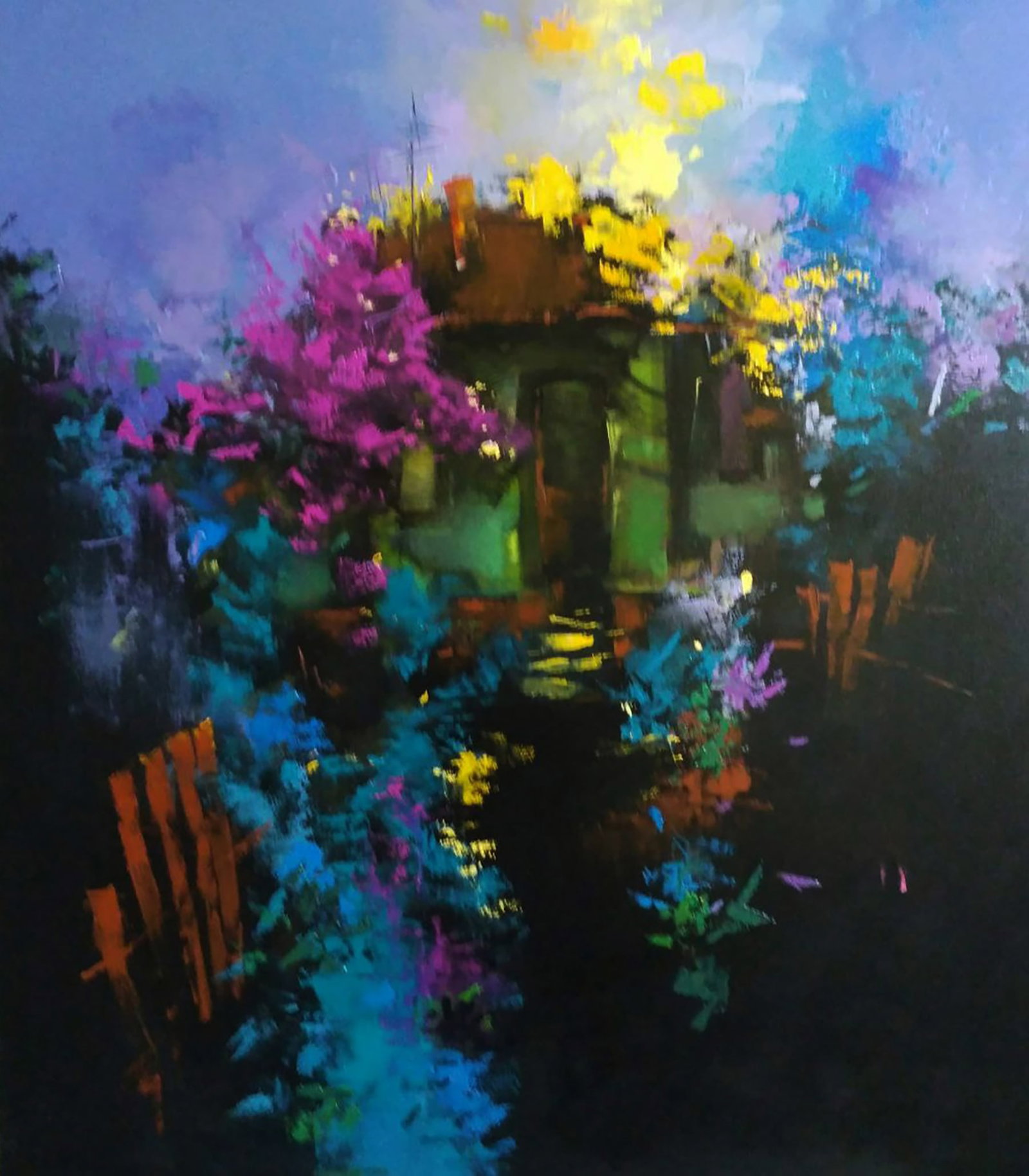 Oil painting Evening in the village Stepan Verbeshchuk: Title: Oil painting Evening in the village Stepan Verbeshchuk Description: 5VERBESH Painter: Stepan Verbeshchuk Size: 80x70 cm/31.49x27.55 inches Components: oil, canvas Original painting CONDITION: e