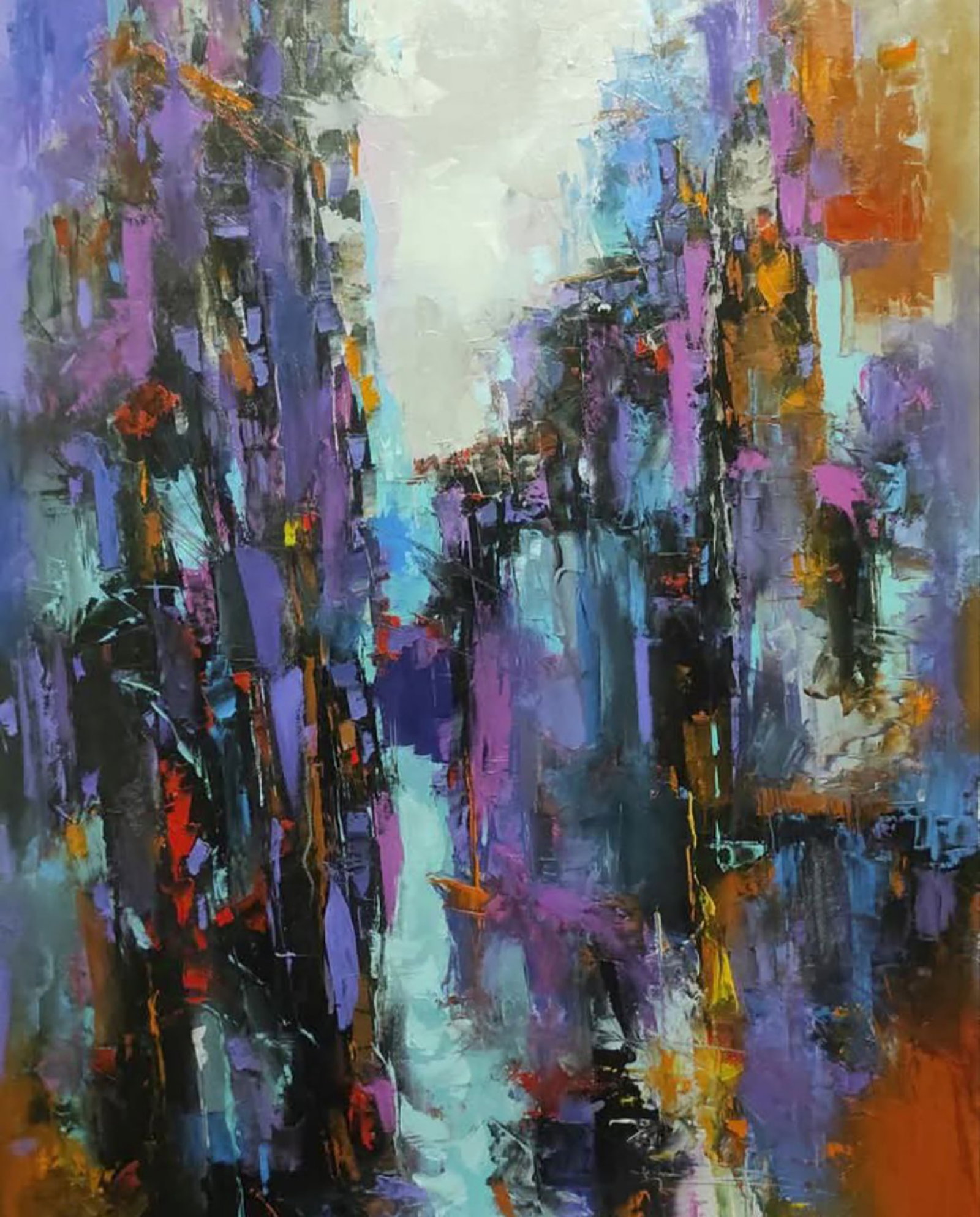 Oil painting Evening City under the Dark Sky Stepan Verbeshchuk: Title: Oil painting Evening City under the Dark Sky Stepan Verbeshchuk Description: 7VERBESH Painter: Stepan Verbeshchuk Size: 85x55 cm/33.46x21.65 inches Components: oil, canvas, hardboard Original p