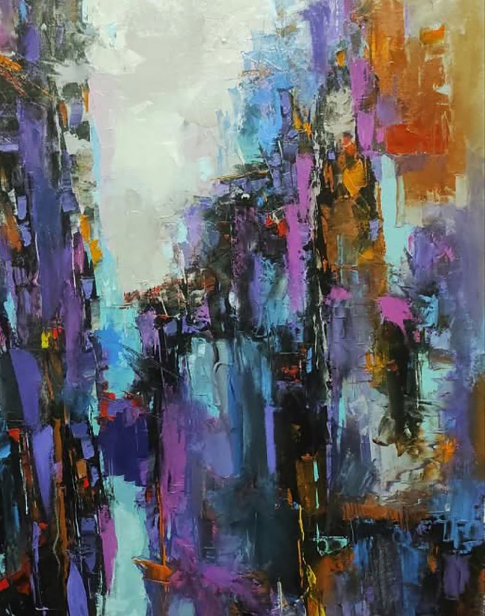Oil painting Evening City under the Dark Sky Stepan Verbeshchuk - 3