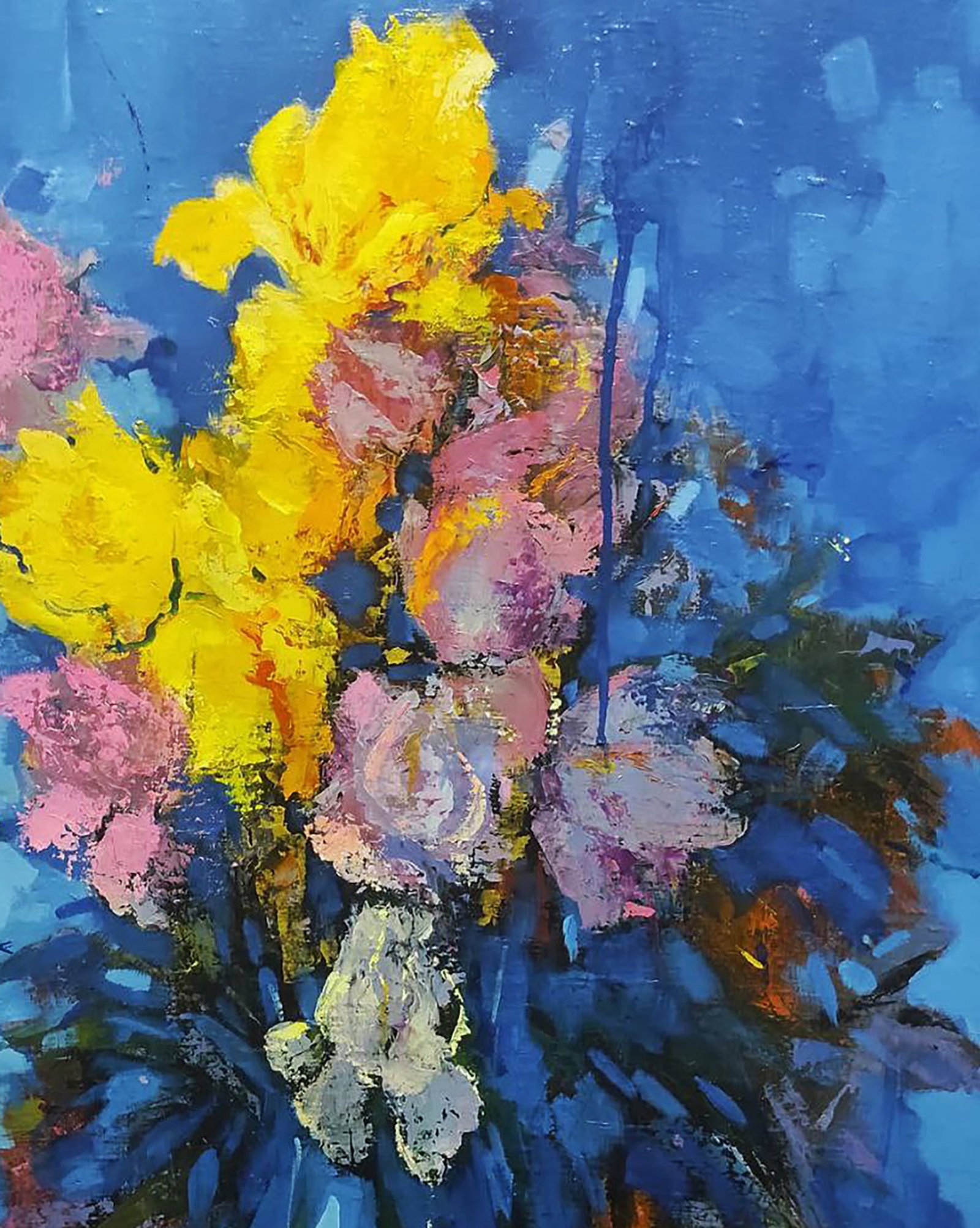 Oil painting Blooming Irises in Blue Stepan Verbeshchuk - 3