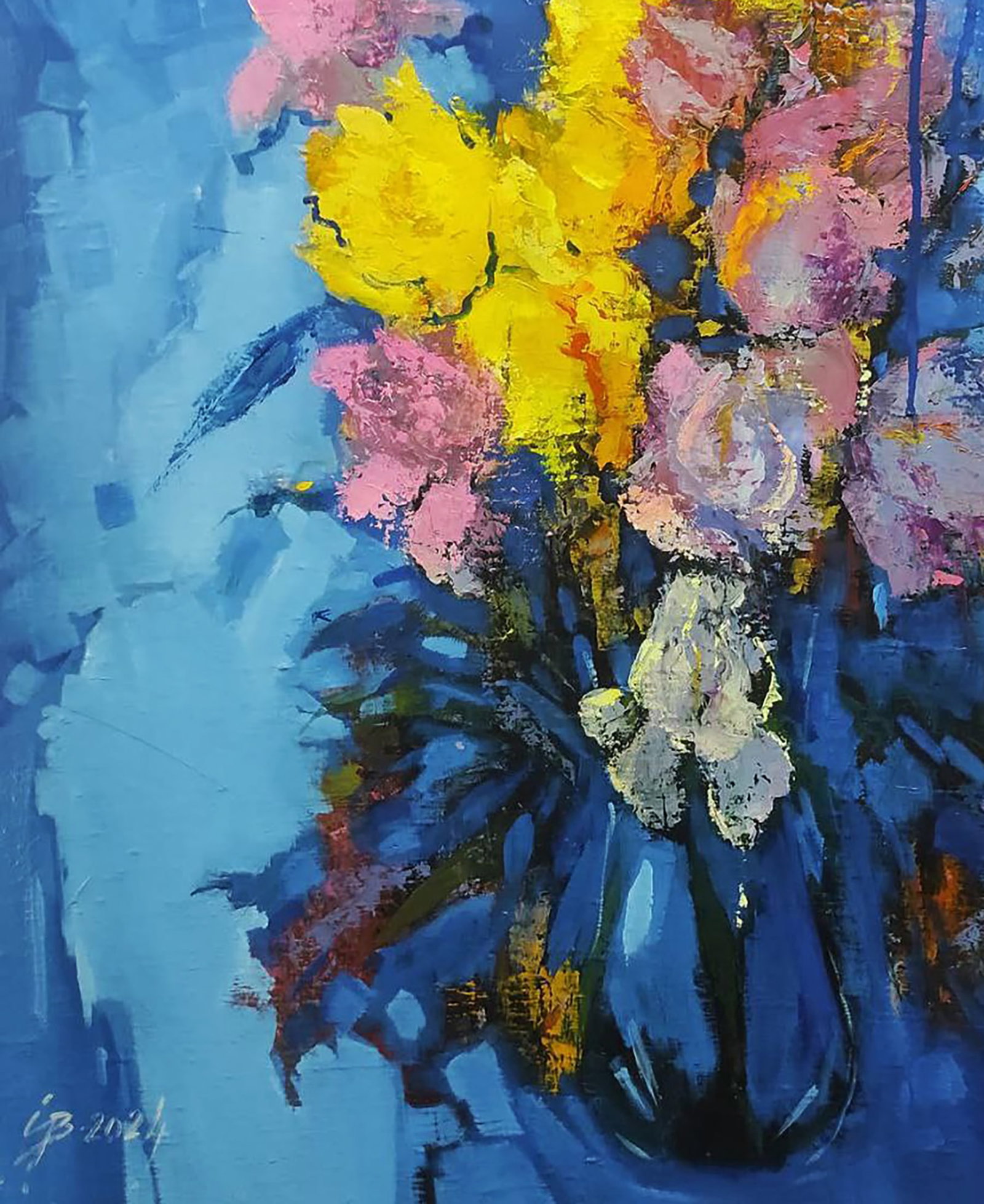 Oil painting Blooming Irises in Blue Stepan Verbeshchuk - 4