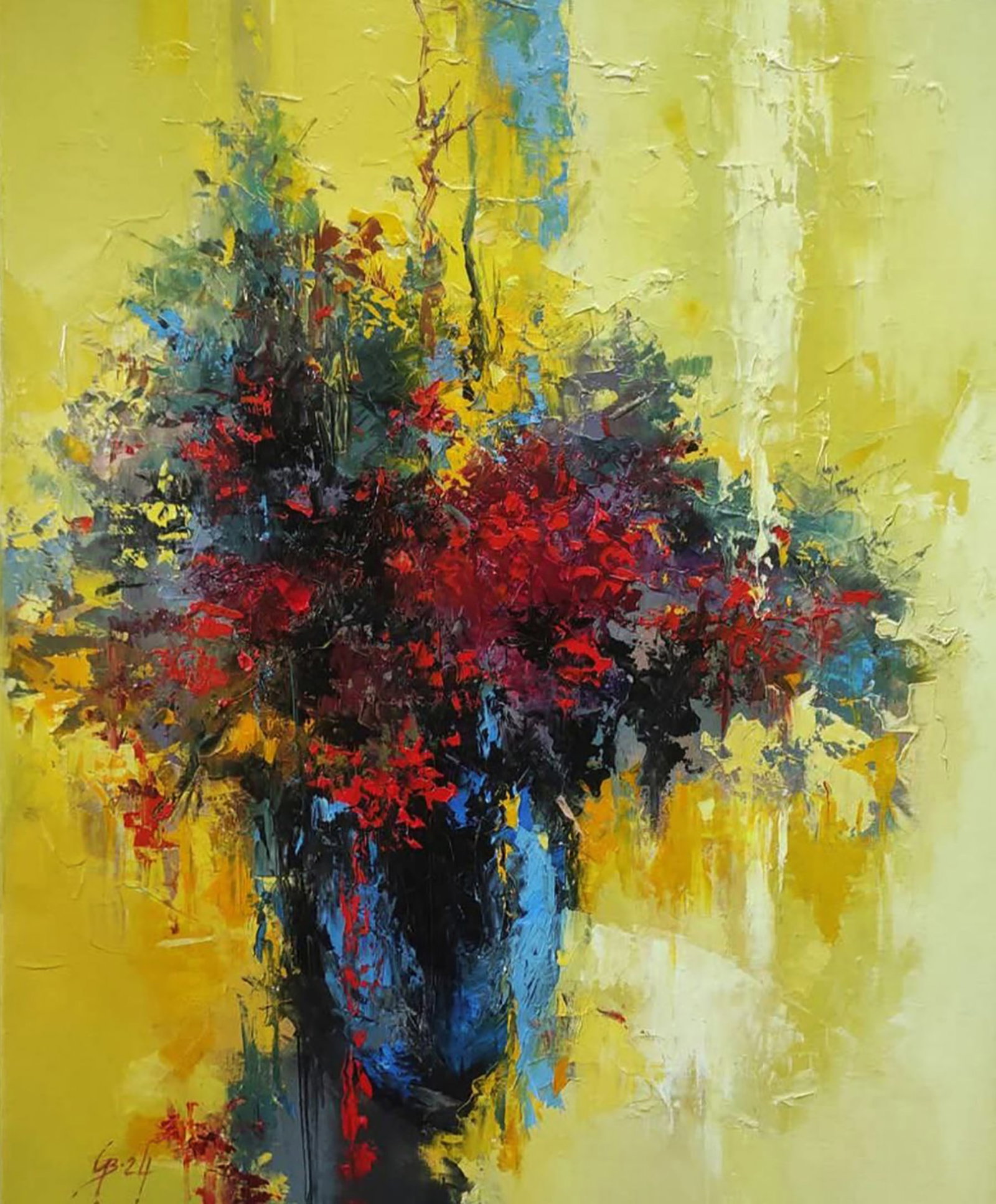 Oil painting Viburnum in a Vase Stepan Verbeshchuk: Title: Oil painting Viburnum in a Vase Stepan Verbeshchuk Description: 13VERBESH Painter: Stepan Verbeshchuk Size: 60x50 cm/23.62x19.68 inches Components: oil, canvas Original painting CONDITION: