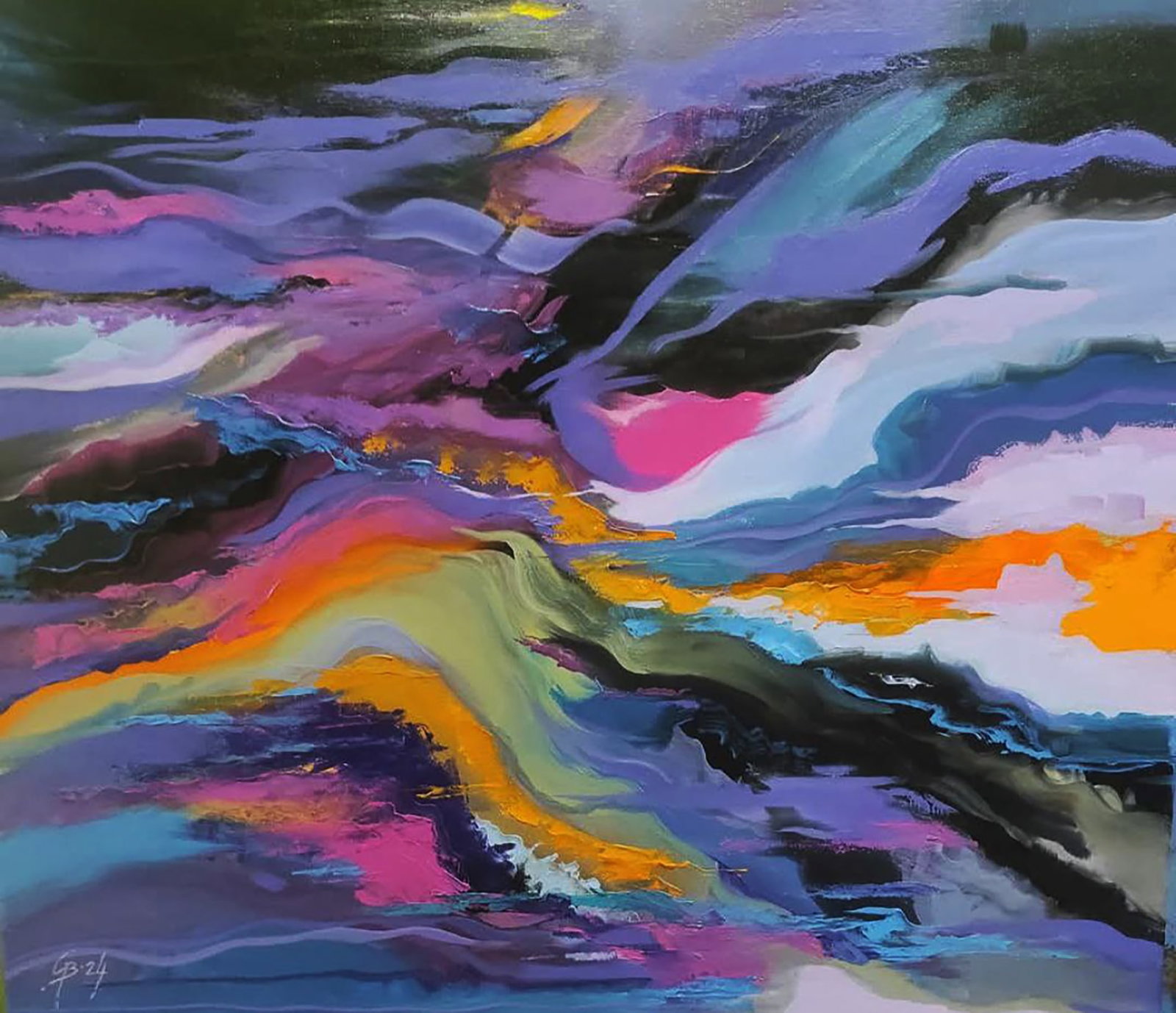 Oil painting The Motive of the Mountain Night Stepan Verbeshchuk: Title: Oil painting The Motive of the Mountain Night Stepan Verbeshchuk Description: 18VERBESH Painter: Stepan Verbeshchuk Size: 60x70 cm/23.62x27.55 inches Components: oil, canvas Original painting C