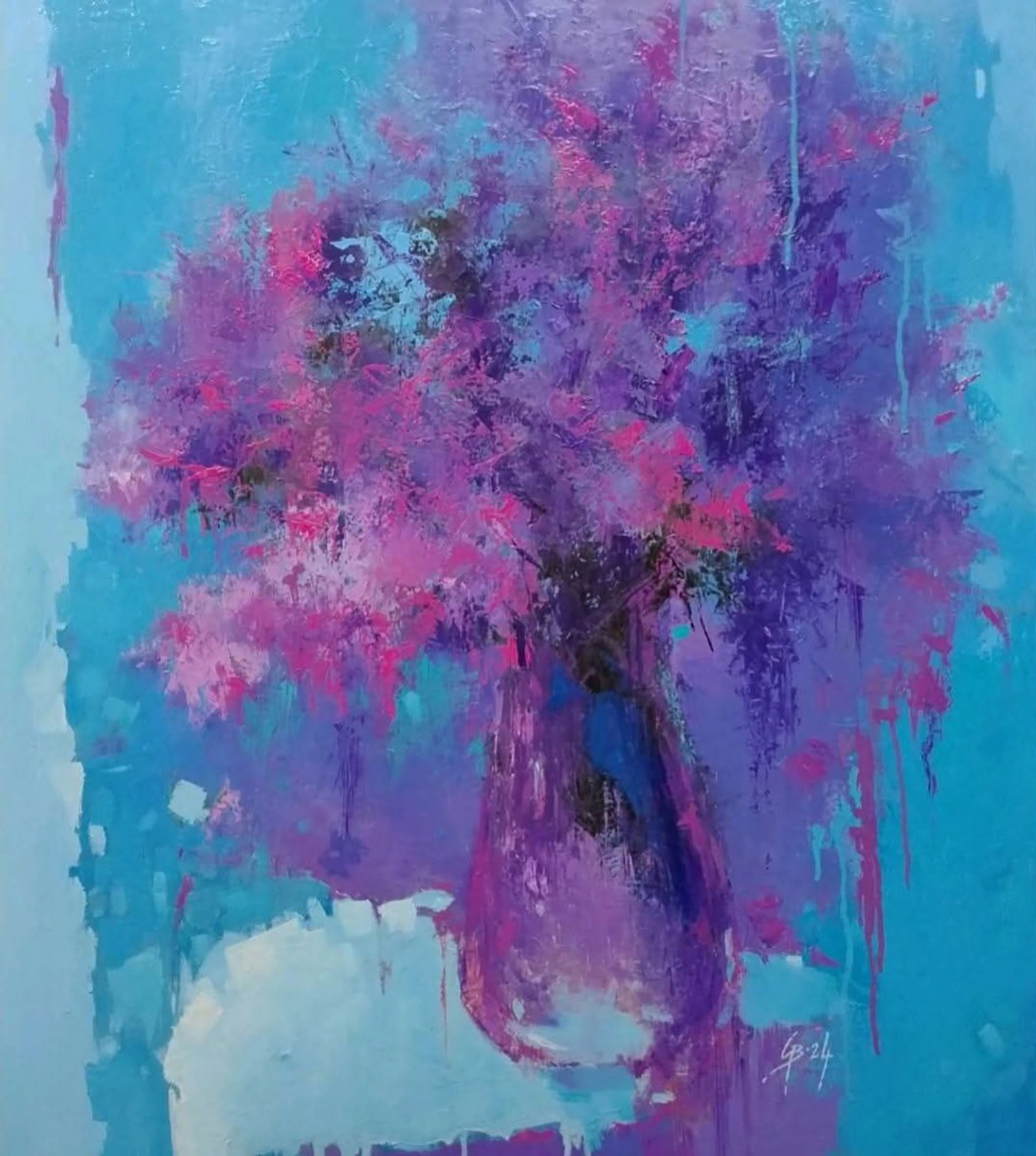 Oil painting Blooming Mood in a Vase Stepan Verbeshchuk: Title: Oil painting Blooming Mood in a Vase Stepan Verbeshchuk Description: 19VERBESH Painter: Stepan Verbeshchuk Size: 80x70 cm/31.49x27.55 inches Components: oil, canvas Original painting
