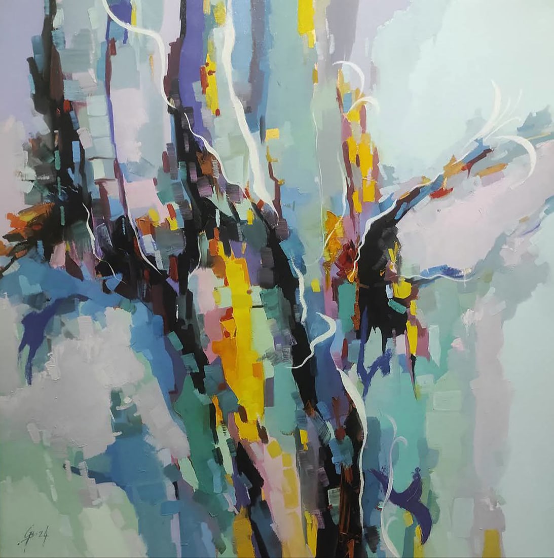 Oil painting On the Legacy of the Future Stepan Verbeshchuk: Title: Oil painting On the Legacy of the Future Stepan Verbeshchuk Description: 21VERBESH Painter: Stepan Verbeshchuk Size: 70x70 cm/27.55x27.55 inches Components: oil, canvas Original painting