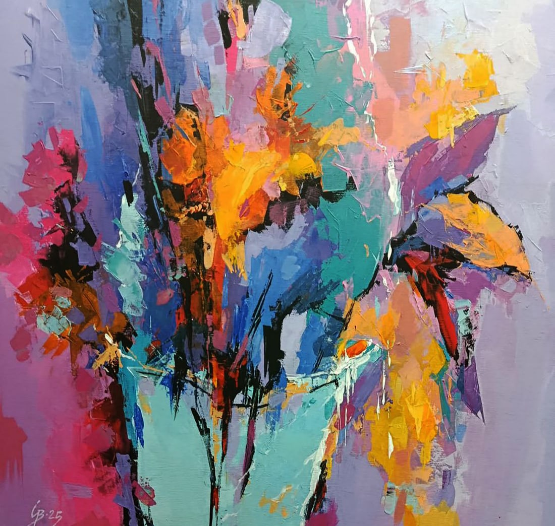 Acrylic painting Autumn flowers Stepan Verbeshchuk: Title: Acrylic painting Autumn flowers Stepan Verbeshchuk Description: 22VERBESH Painter: Stepan Verbeshchuk Size: 60x60 cm/23.62x23.62 inches Components: acrylic, canvas Original painting CONDITION: