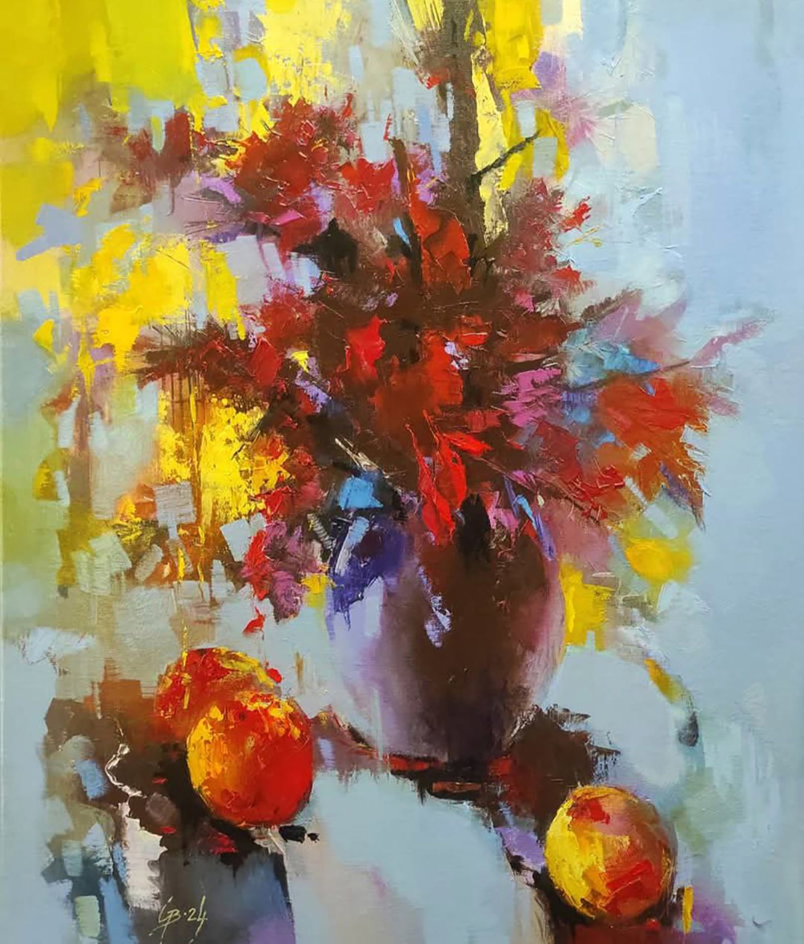 Oil painting Autumn Bouquet in a Vase Stepan Verbeshchuk: Title: Oil painting Autumn Bouquet in a Vase Stepan Verbeshchuk Description: 36VERBESH Painter: Stepan Verbeshchuk Size: 60x50 cm/23.62x19.68 inches Components: oil, canvas Original painting