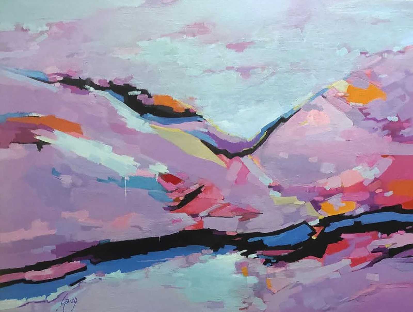 Oil painting Blue River Under the White Sky Stepan Verbeshchuk: Title: Oil painting Blue River Under the White Sky Stepan Verbeshchuk Description: 38VERBESH Painter: Stepan Verbeshchuk Size: 60x80 cm/23.62x31.49 inches Components: oil, canvas Original painting