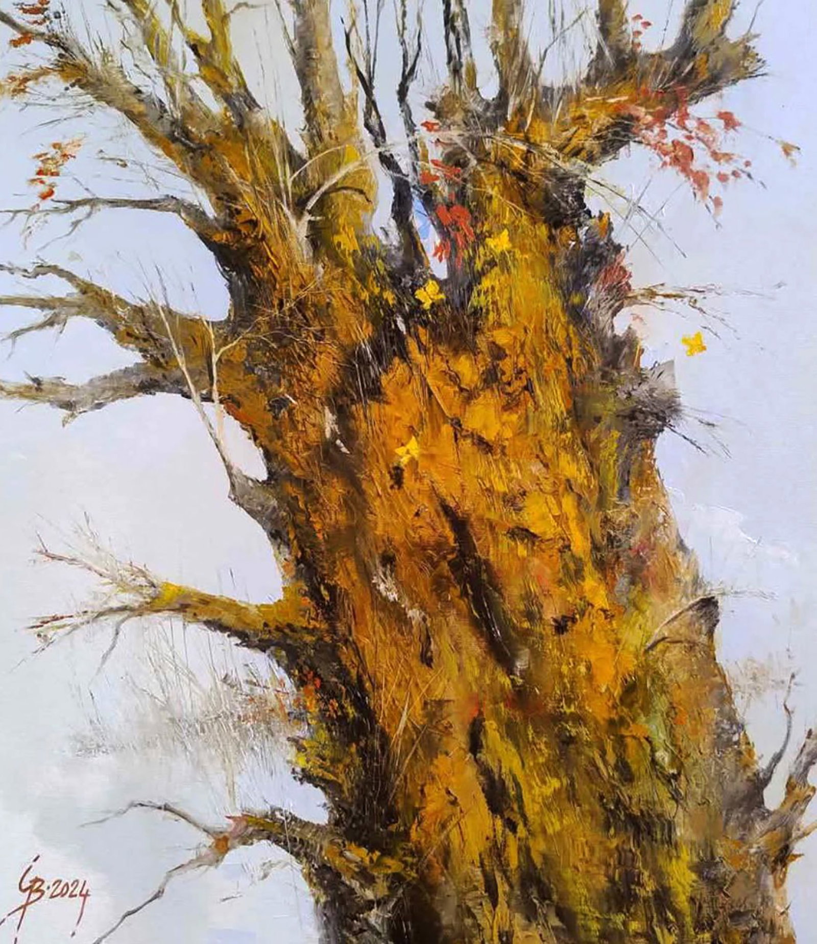Oil painting Old Oak Tree Under the White Sky Stepan Verbeshchuk: Title: Oil painting Old Oak Tree Under the White Sky Stepan Verbeshchuk Description: 44VERBESH Painter: Stepan Verbeshchuk Size: 60x50 cm/23.62x19.68 inches Components: oil, canvas Original painting