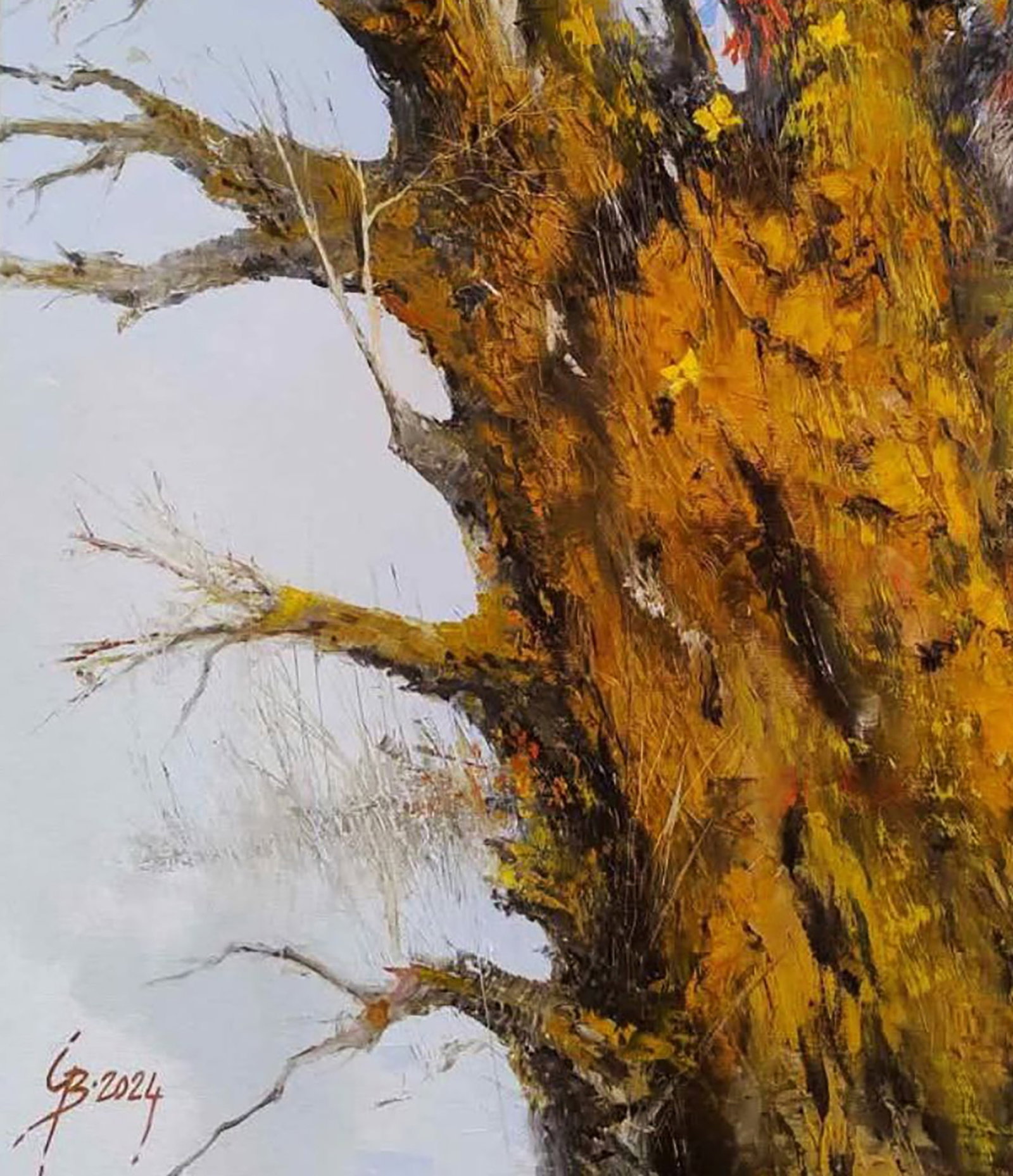 Oil painting Old Oak Tree Under the White Sky Stepan Verbeshchuk - 4