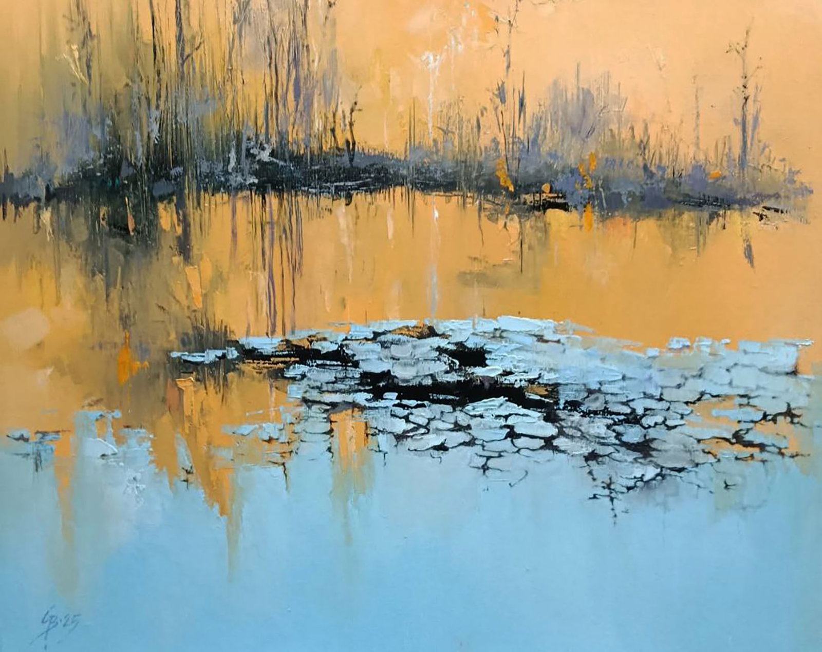 Oil painting Morning on the river Stepan Verbeshchuk: Title: Oil painting Morning on the river Stepan Verbeshchuk Description: 50VERBESH Painter: Stepan Verbeshchuk Size: 60x70 cm/23.62x27.55 inches Components: oil, canvas Original painting CONDITION: