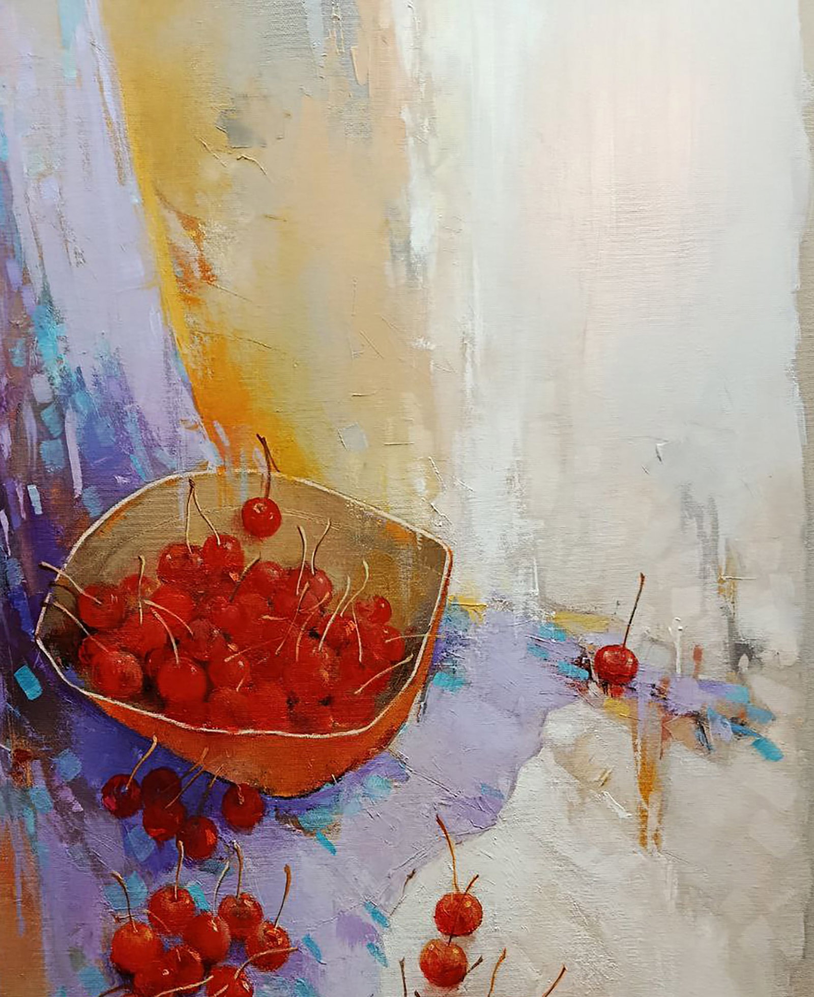 Oil painting Red Cherries on the Table Stepan Verbeshchuk - 3