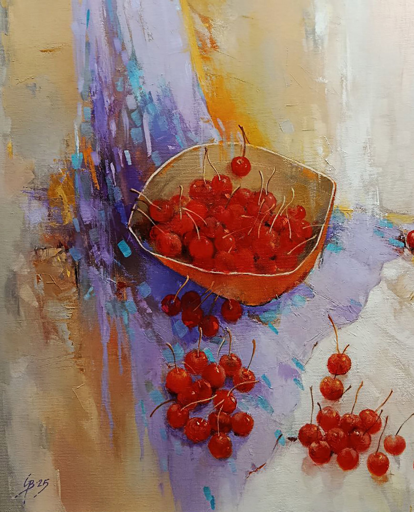 Oil painting Red Cherries on the Table Stepan Verbeshchuk - 4