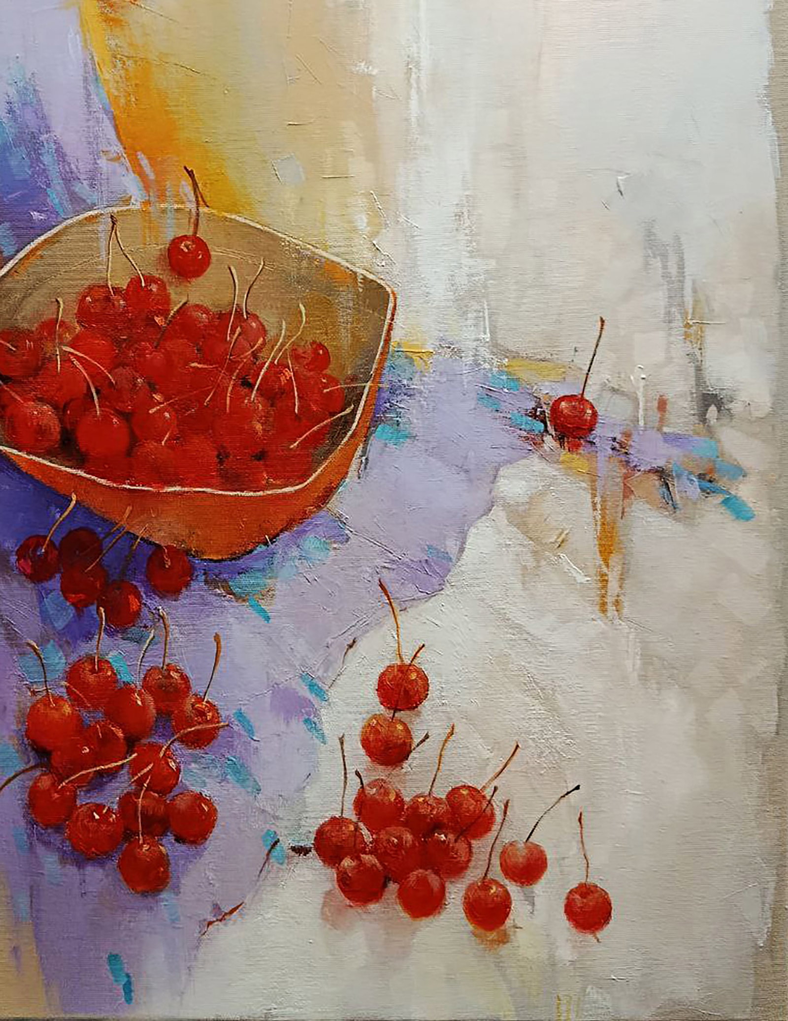 Oil painting Red Cherries on the Table Stepan Verbeshchuk - 5