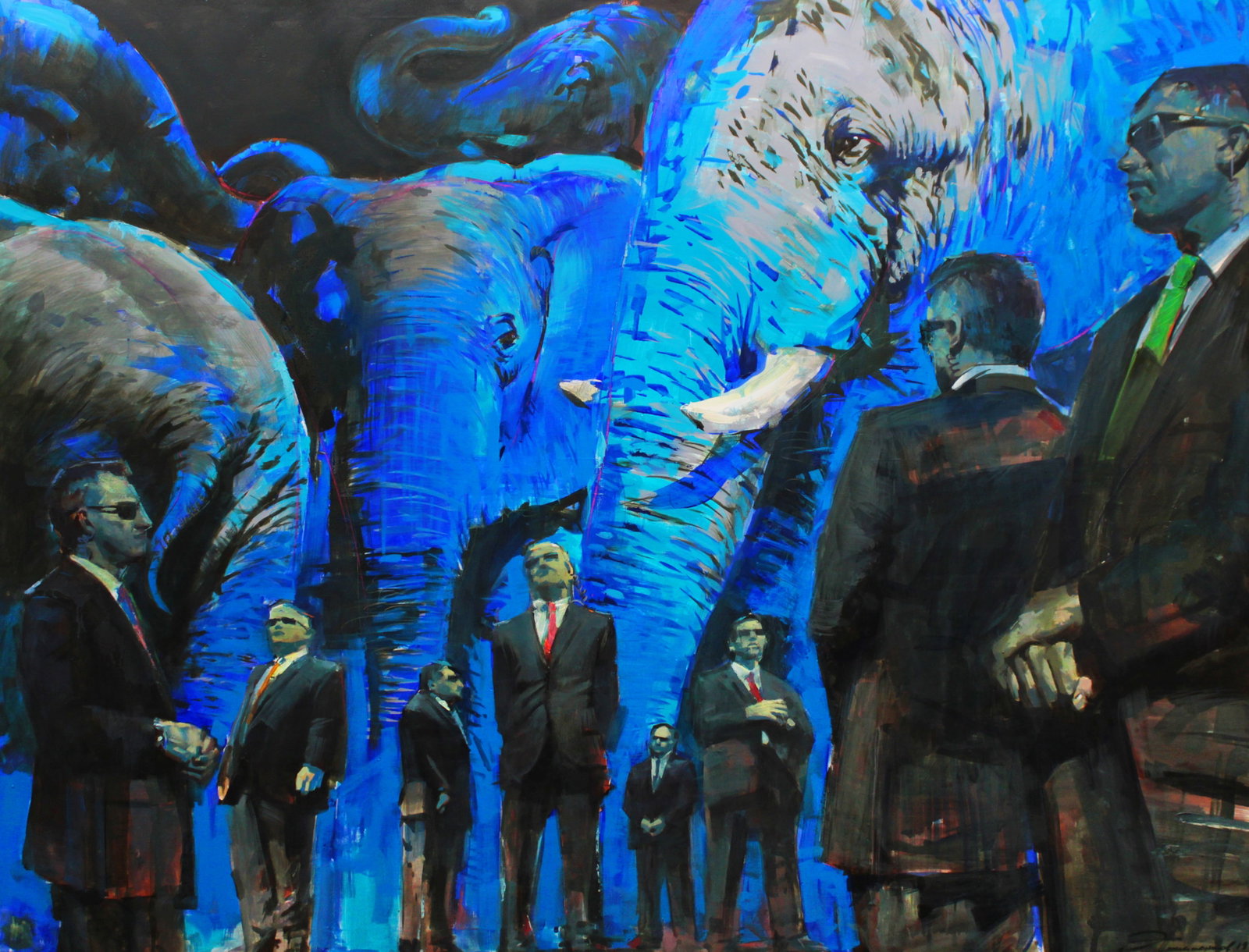 Oil painting Bodygards Ed Potapenkov: Title: Oil painting Bodygards Ed Potapenkov Description: 8POTAP Painter: Ed Potapenkov Size: 150x180 cm/59.05x70.86 inches Components: oil, canvas Original painting CONDITION: excellent ARTIST: Ed Pot