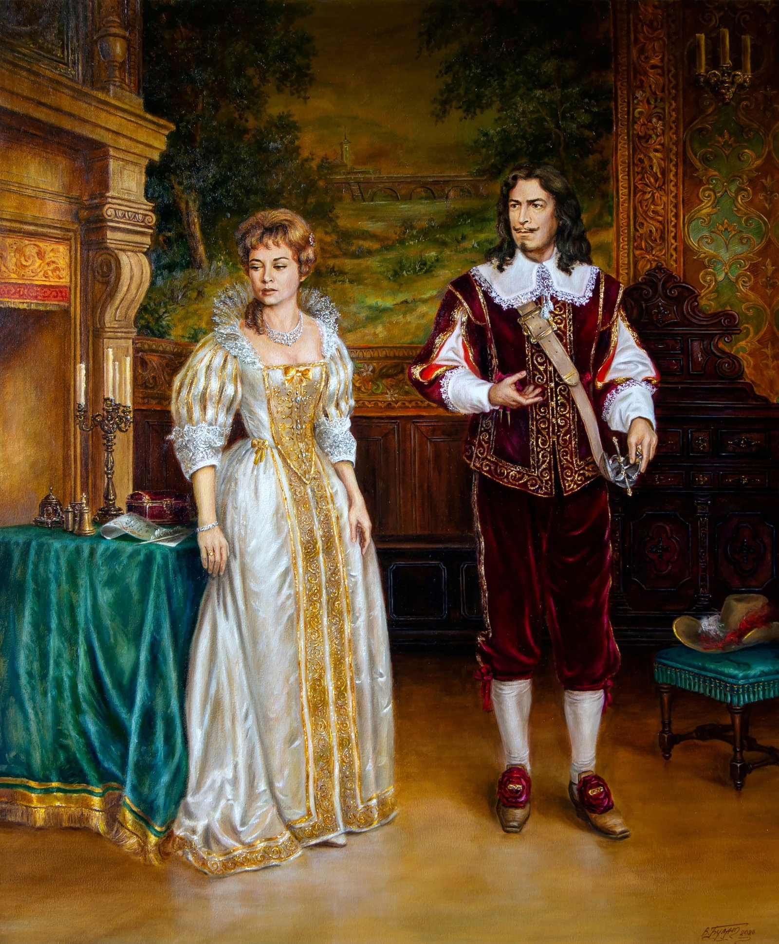 Oil painting And don't forget the pendants Valeriy Bulat: Title: Oil painting And don't forget the pendants Valeriy Bulat Description: 12BUL Painter: Valeriy Bulat Size: 90x75 cm/35.43x29.52 inches Components: oil, canvas Original painting - Based on A.