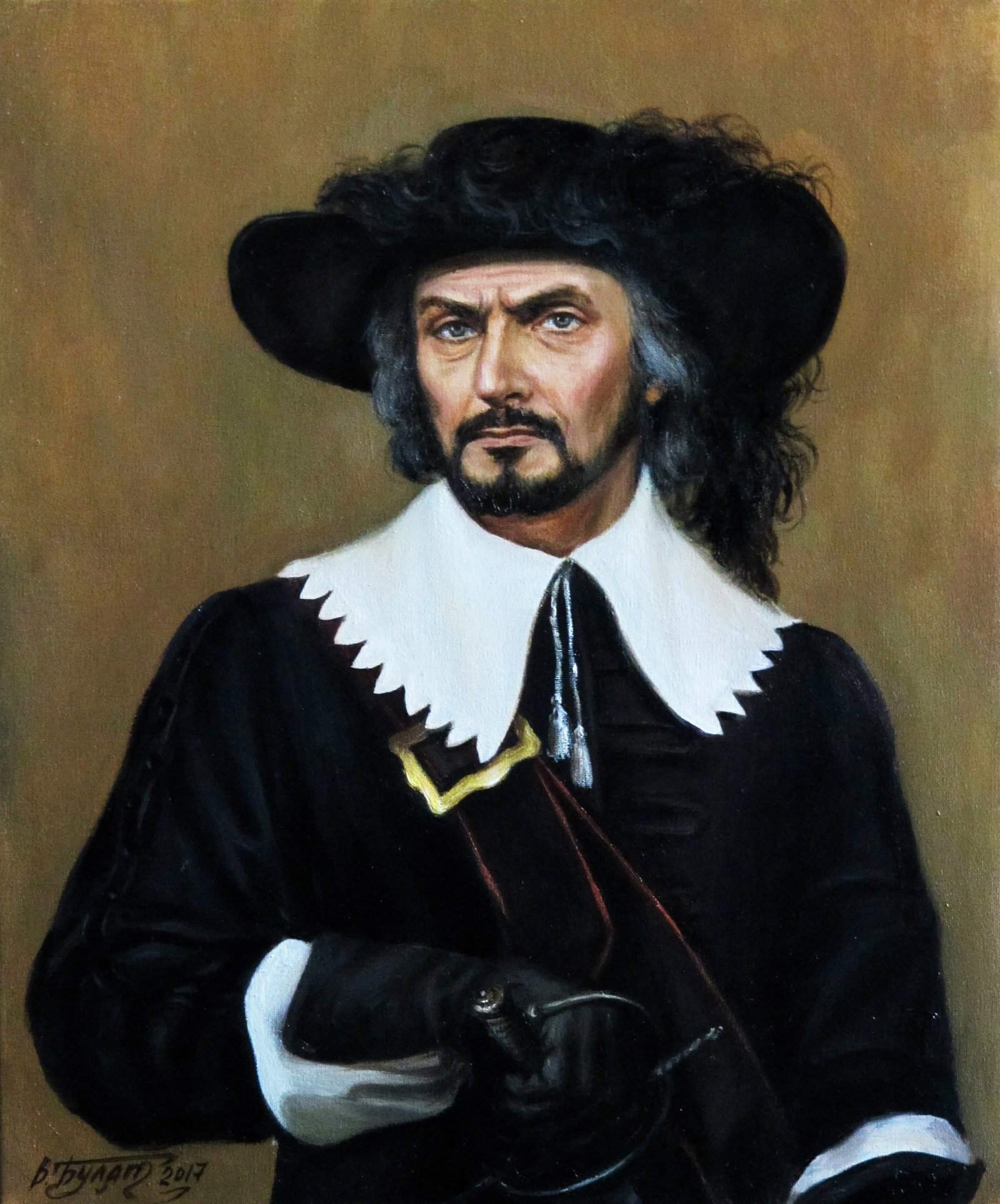 Oil painting Rochefort Valeriy Bulat: Title: Oil painting Rochefort Valeriy Bulat Description: 23BUL Painter: Valeriy Bulat Size: 30x25 cm/11.81x9.84 inches Components: oil, canvas Original painting - Based on A. Dumas's "The Three