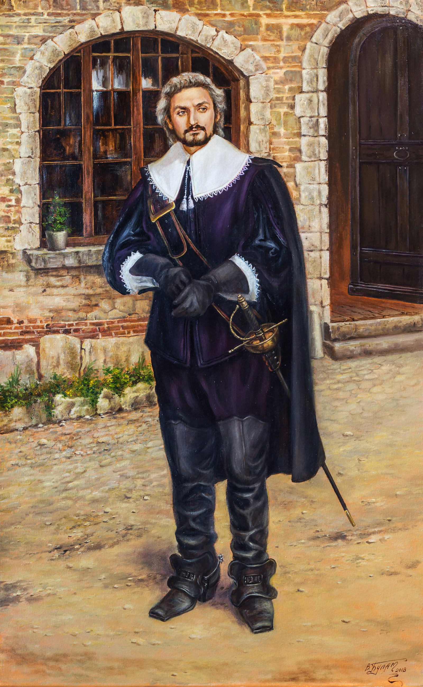 Oil painting I rarely laugh Valeriy Bulat: Title: Oil painting I rarely laugh Valeriy Bulat Description: 24BUL Painter: Valeriy Bulat Size: 80x50 cm/31.49x19.68 inches Components: oil, canvas Original painting - Based on A. Dumas's "The Three