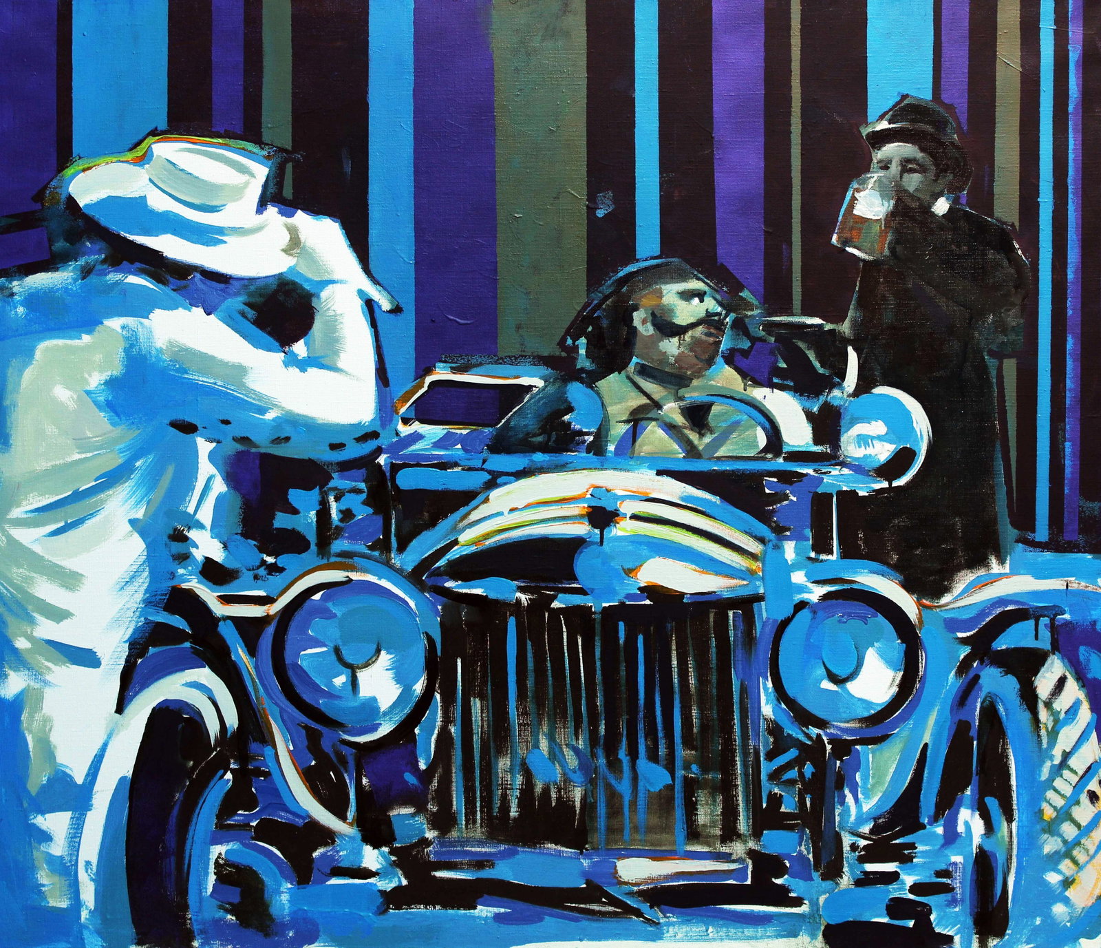 Oil painting Good evening with friends Ed Potapenkov: Title: Oil painting Good evening with friends Ed Potapenkov Description: 58POTAP Painter: Ed Potapenkov Size: 100x120 cm/39.37x47.24 inches Components: oil, canvas Original painting CONDITION: