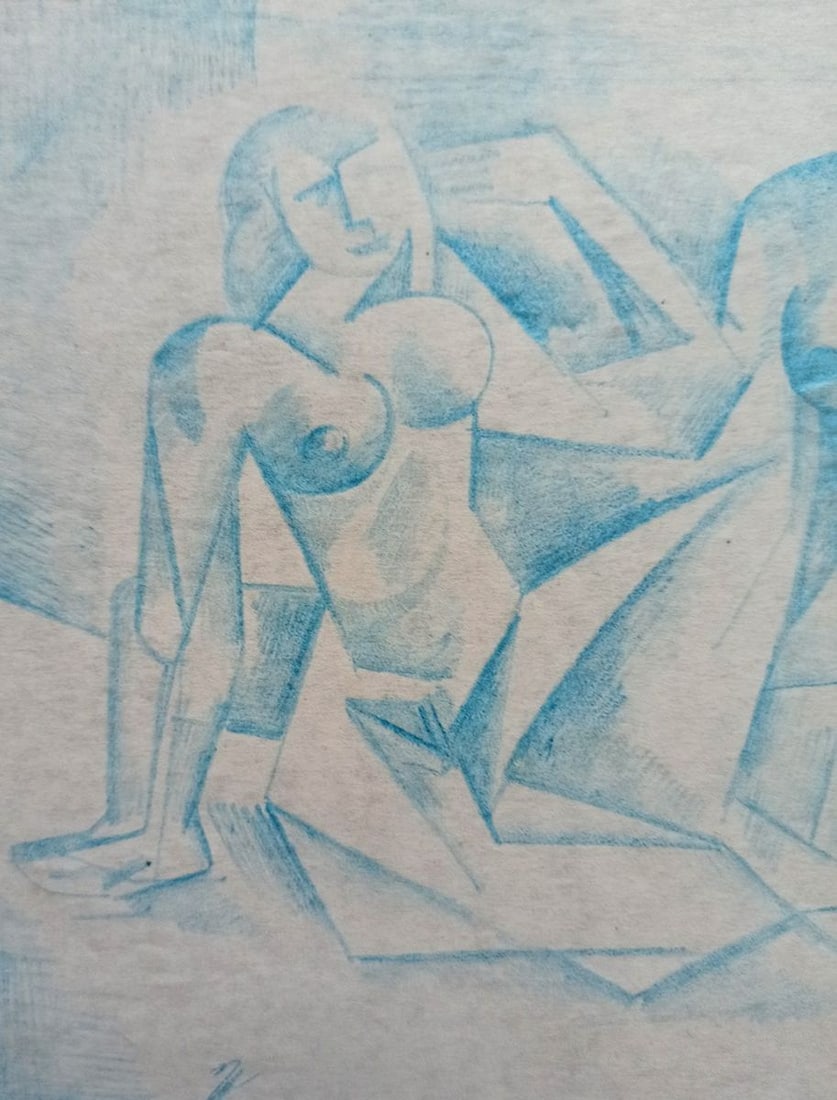 Abstract pencil painting Portrait of naked girls Peter Tovpev - 2