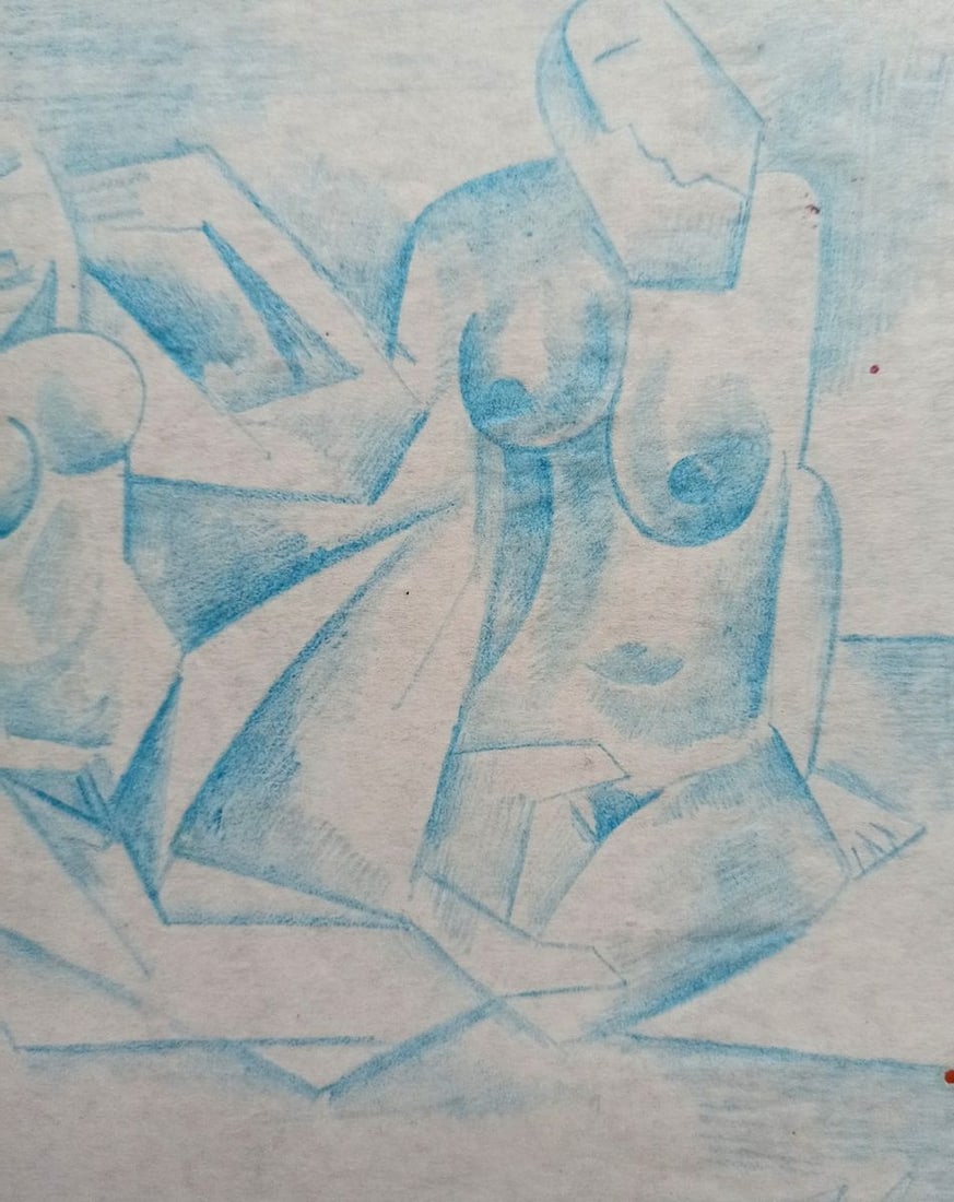 Abstract pencil painting Portrait of naked girls Peter Tovpev - 3